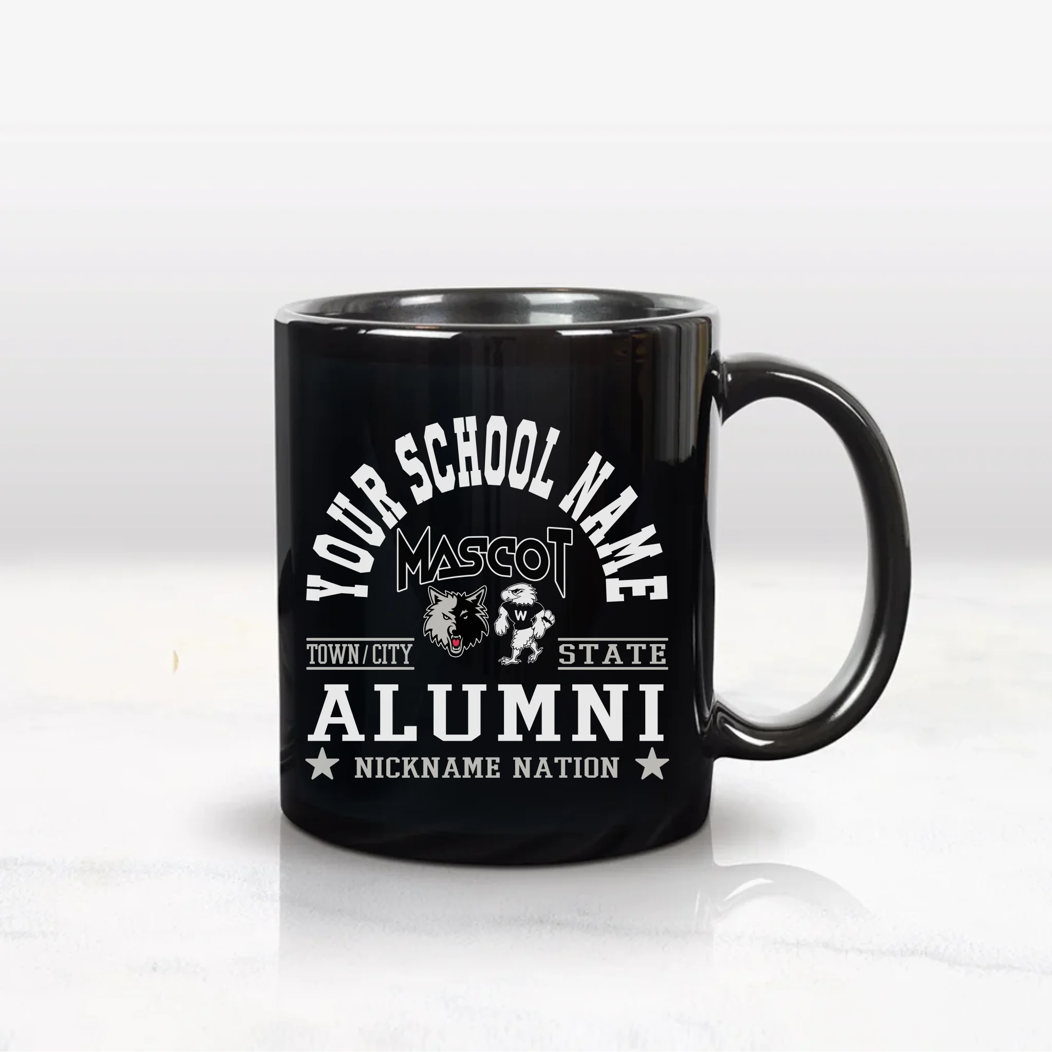 Personalize School Name Nation Black Mug