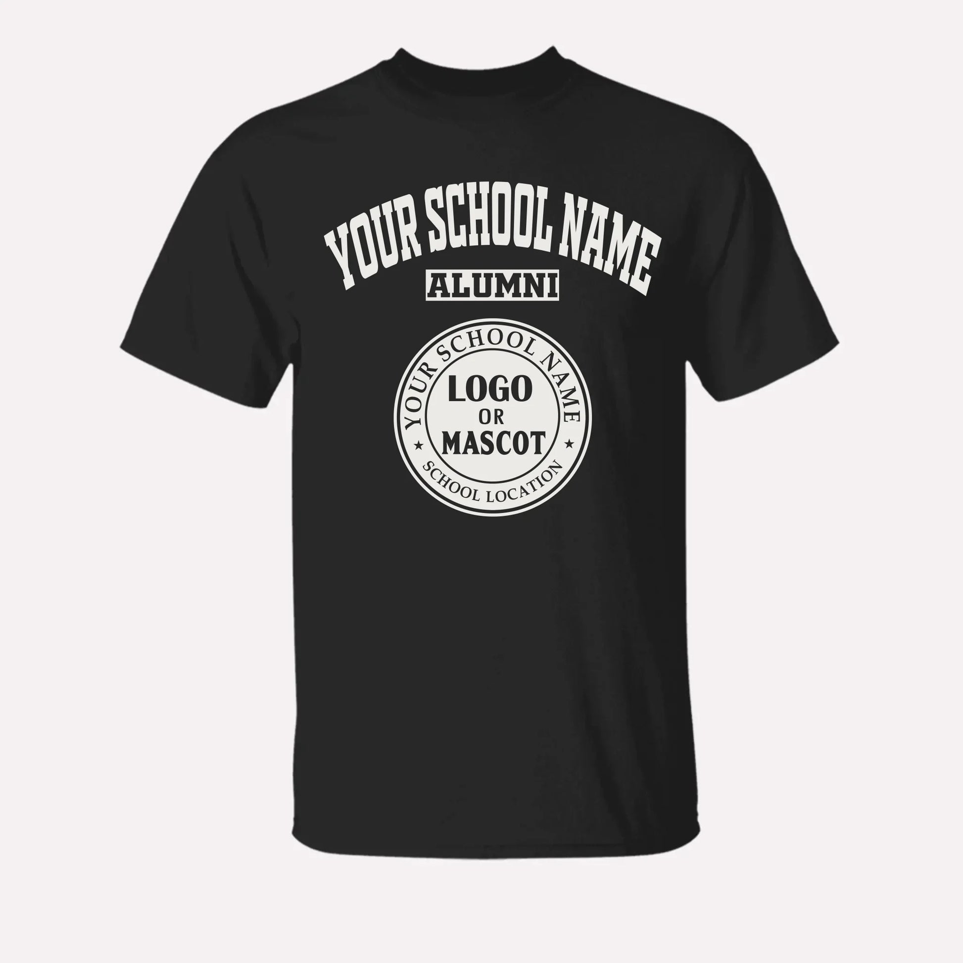 A red personalized alumni t-shirt, a great piece of school spirit wear for gameday or homecoming events.