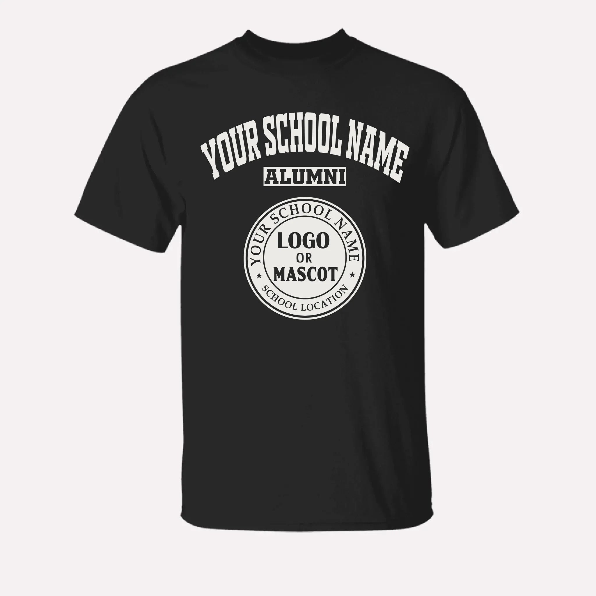 A red personalized alumni t-shirt, a great piece of school spirit wear for gameday or homecoming events.