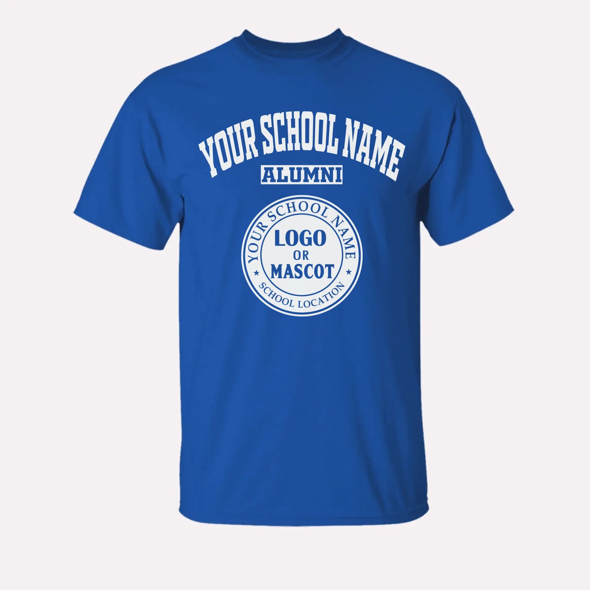 A red personalized alumni t-shirt, a great piece of school spirit wear for gameday or homecoming events.