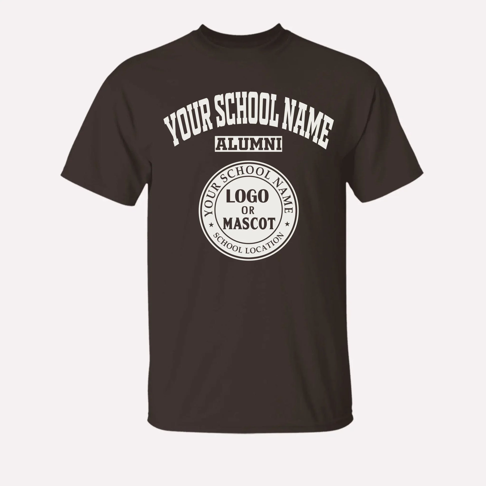 A red personalized alumni t-shirt, a great piece of school spirit wear for gameday or homecoming events.