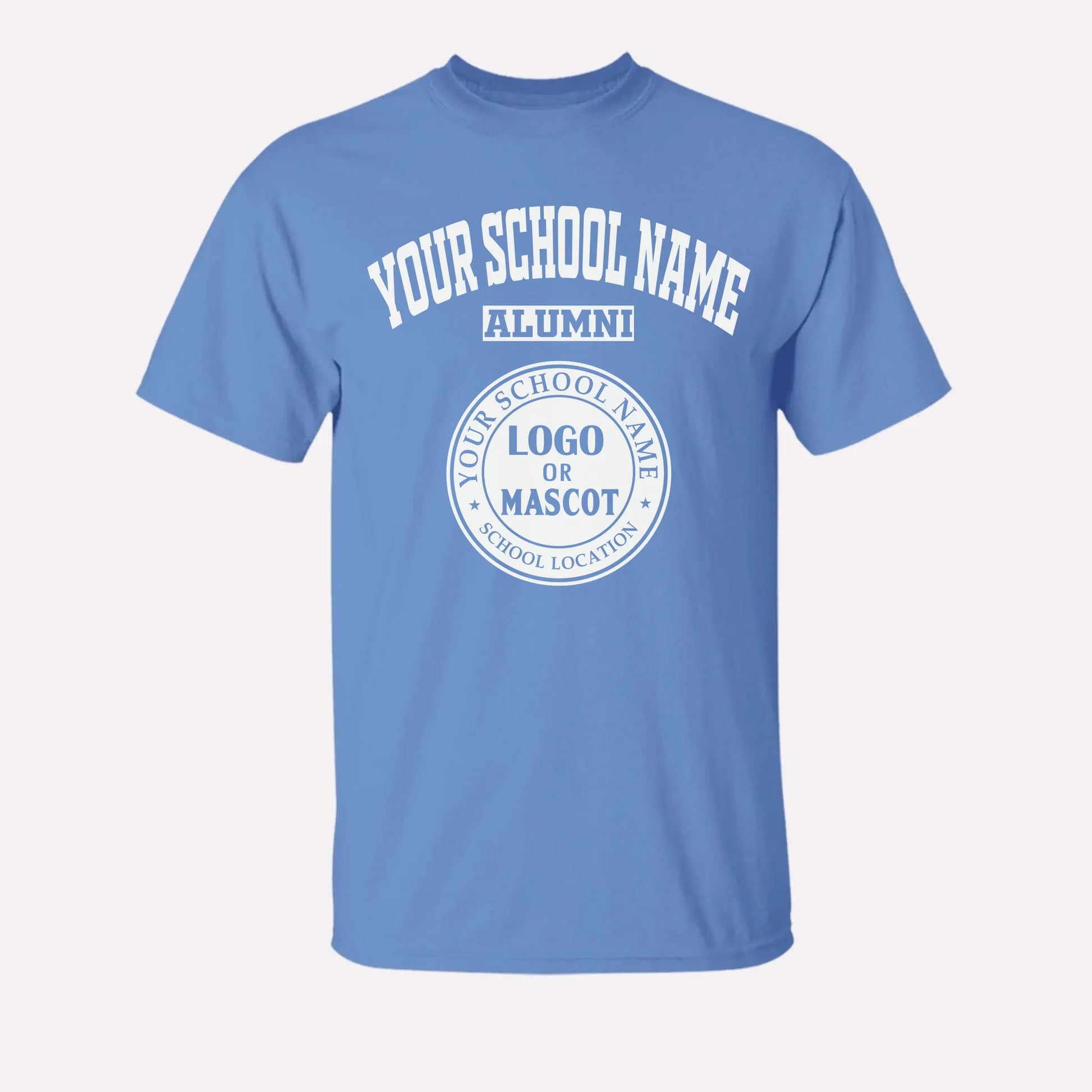 A red personalized alumni t-shirt, a great piece of school spirit wear for gameday or homecoming events.