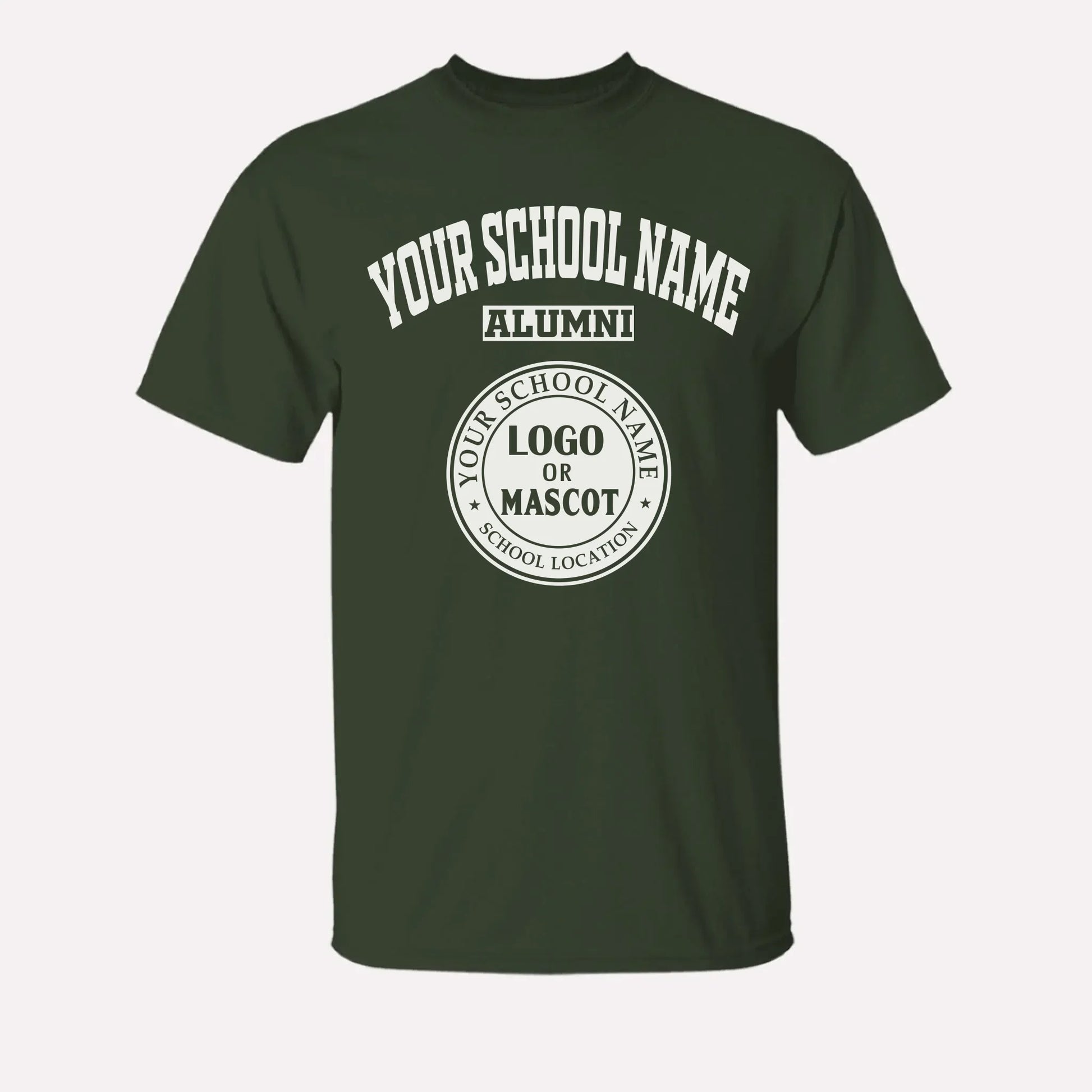 A red personalized alumni t-shirt, a great piece of school spirit wear for gameday or homecoming events.