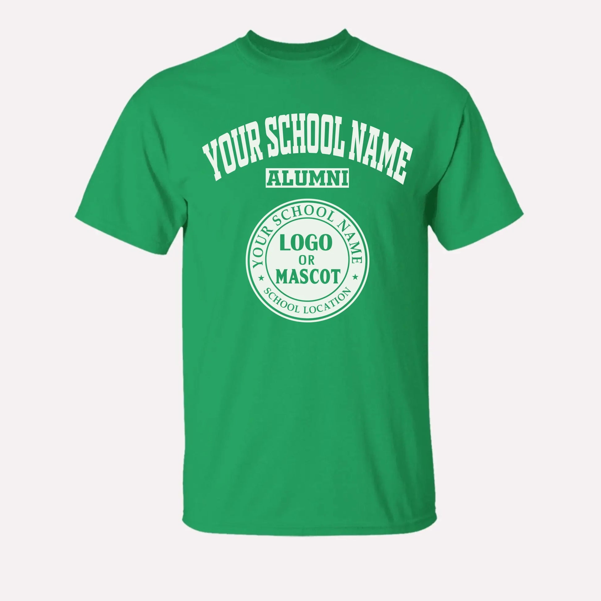 A red personalized alumni t-shirt, a great piece of school spirit wear for gameday or homecoming events.