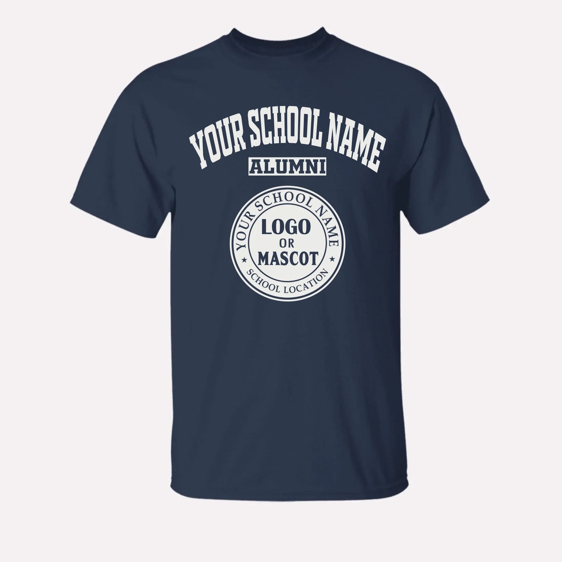 A red personalized alumni t-shirt, a great piece of school spirit wear for gameday or homecoming events.