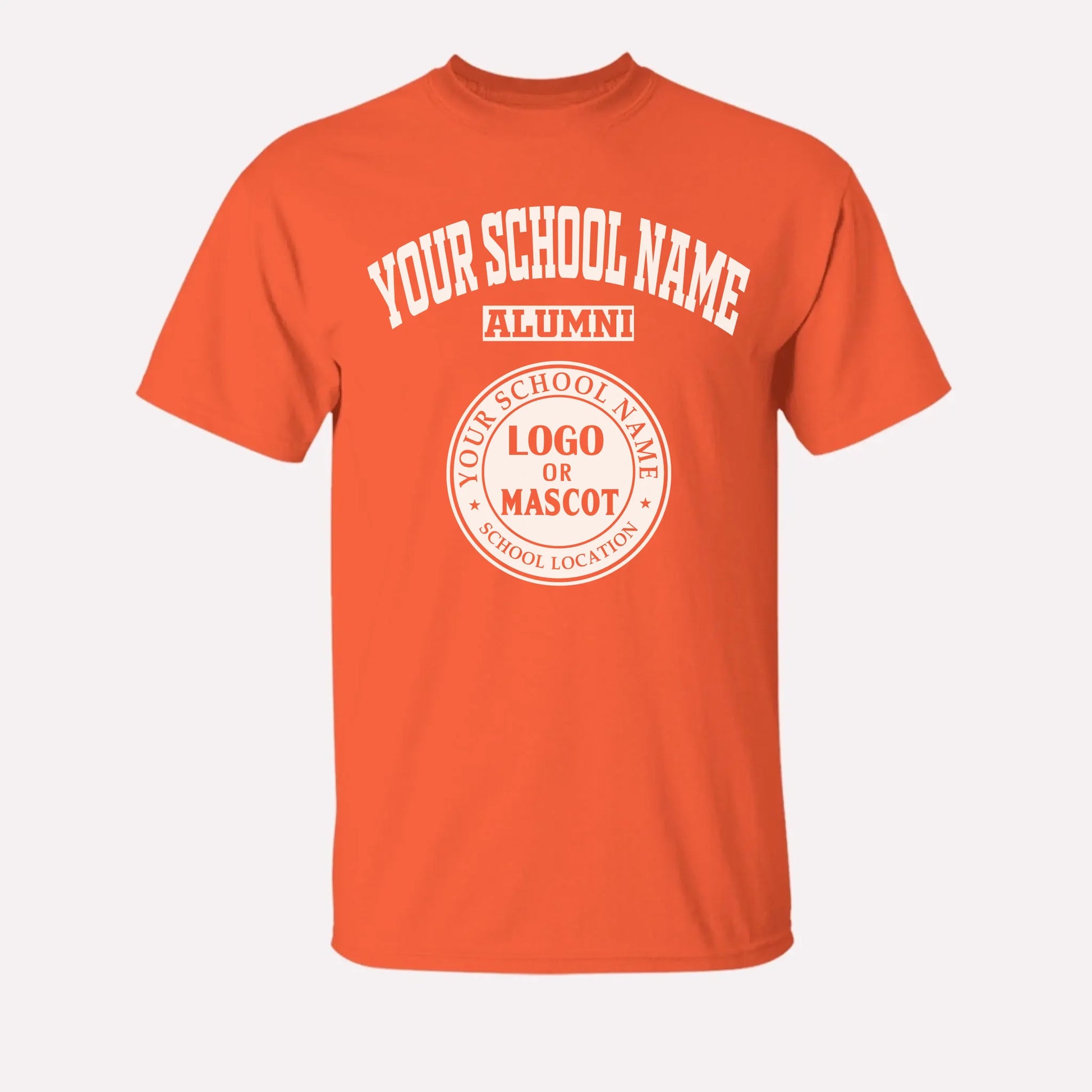 A red personalized alumni t-shirt, a great piece of school spirit wear for gameday or homecoming events.
