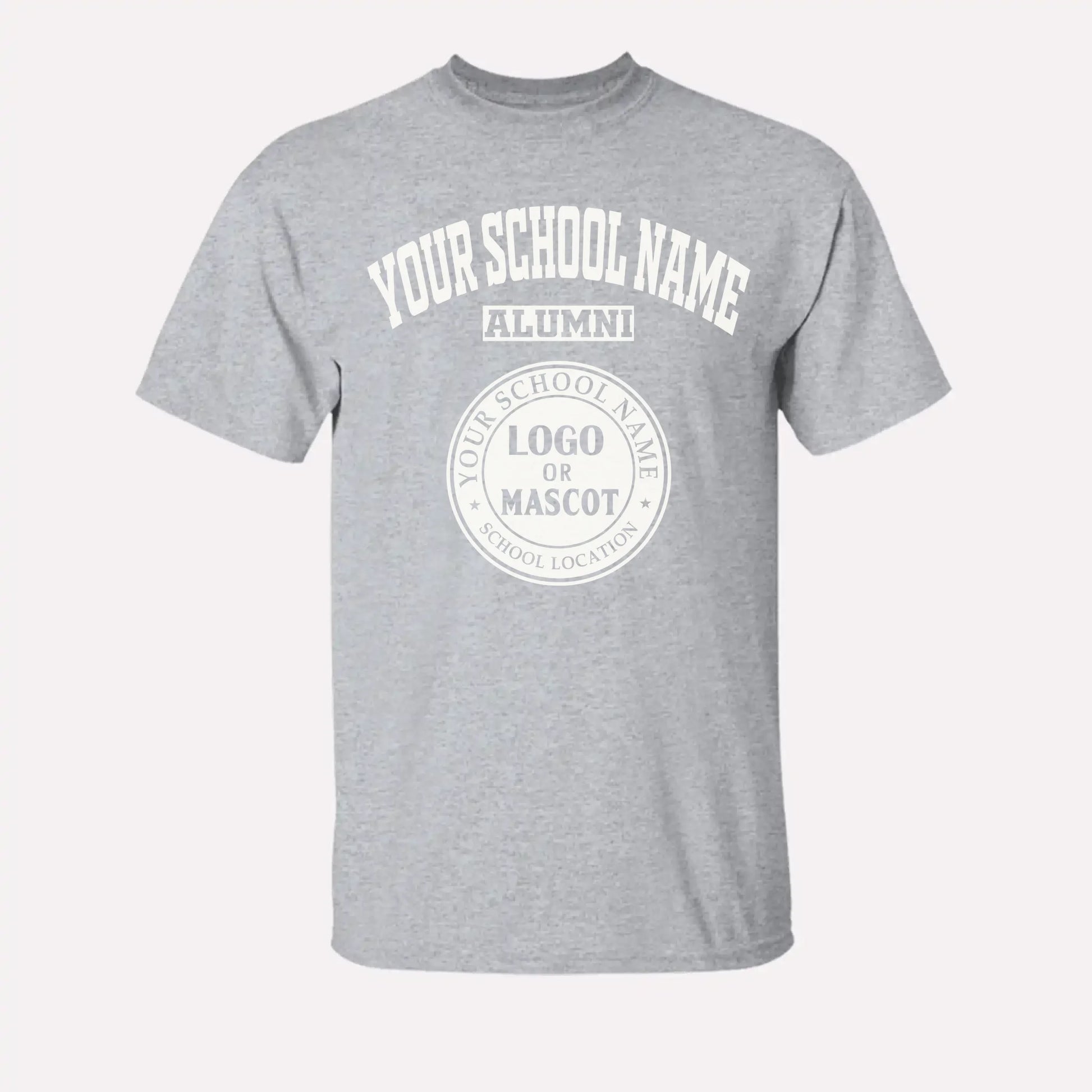 A red personalized alumni t-shirt, a great piece of school spirit wear for gameday or homecoming events.