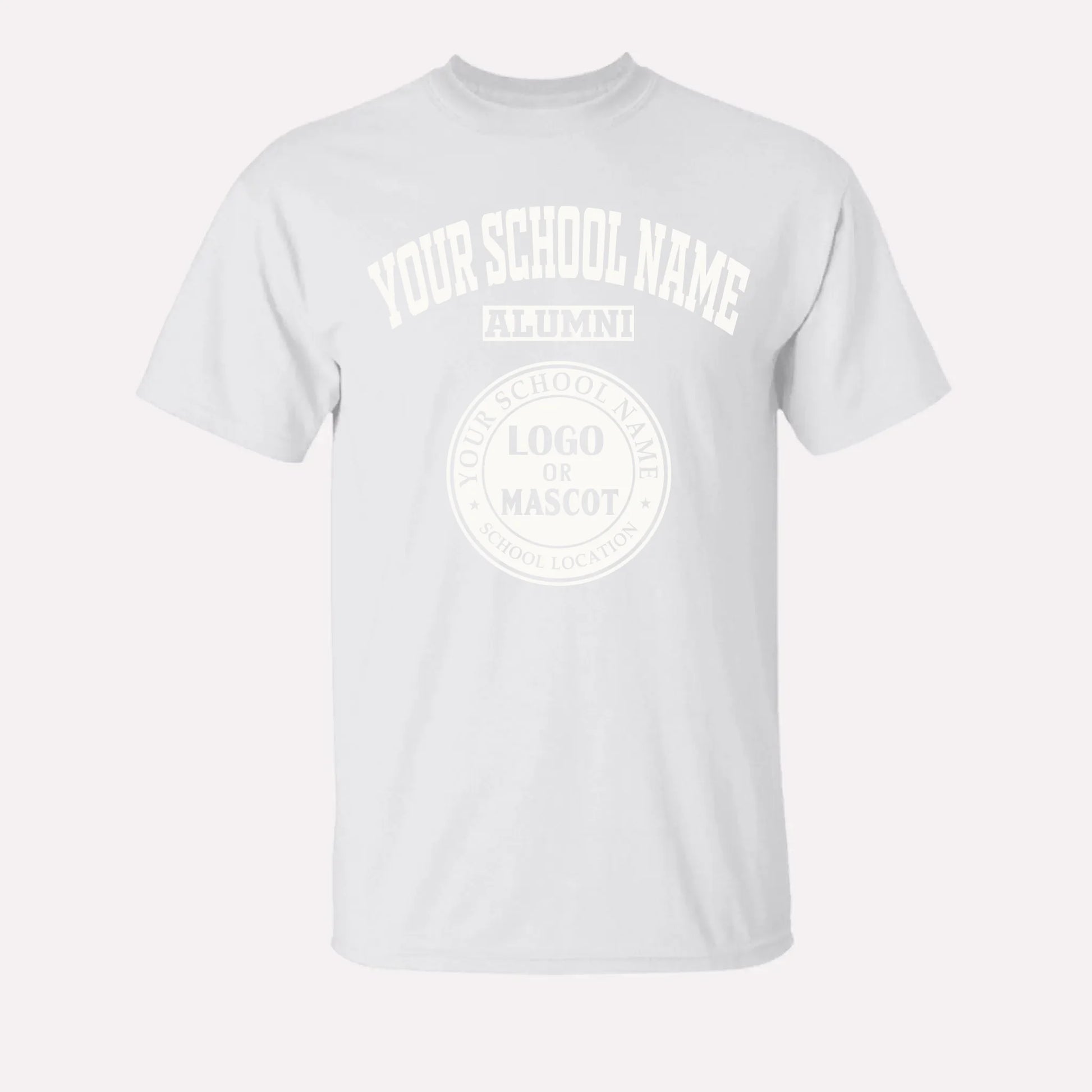 A red personalized alumni t-shirt, a great piece of school spirit wear for gameday or homecoming events.