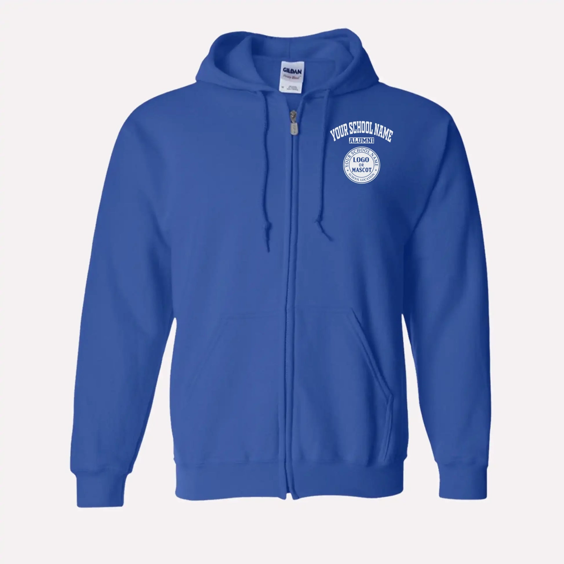 Personalized Alumni Zip Hoodie in Royal Blue - Custom university sweatshirt by Almatershop