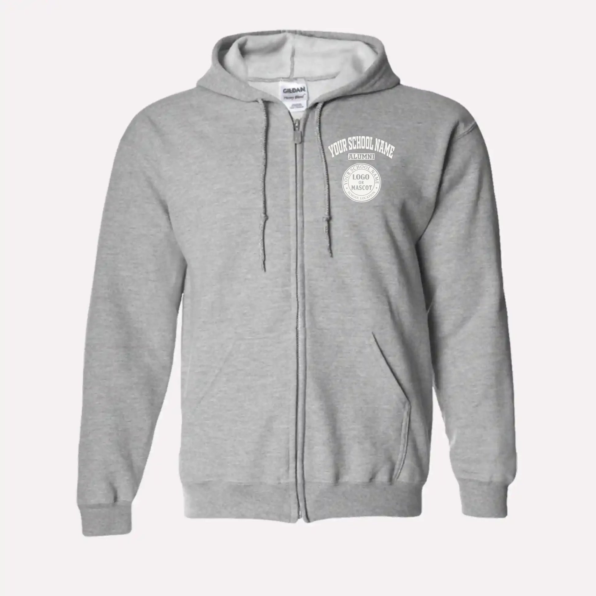 Personalized Alumni Zip Hoodie in Sport Grey - Custom university hoodie design by Almatershop