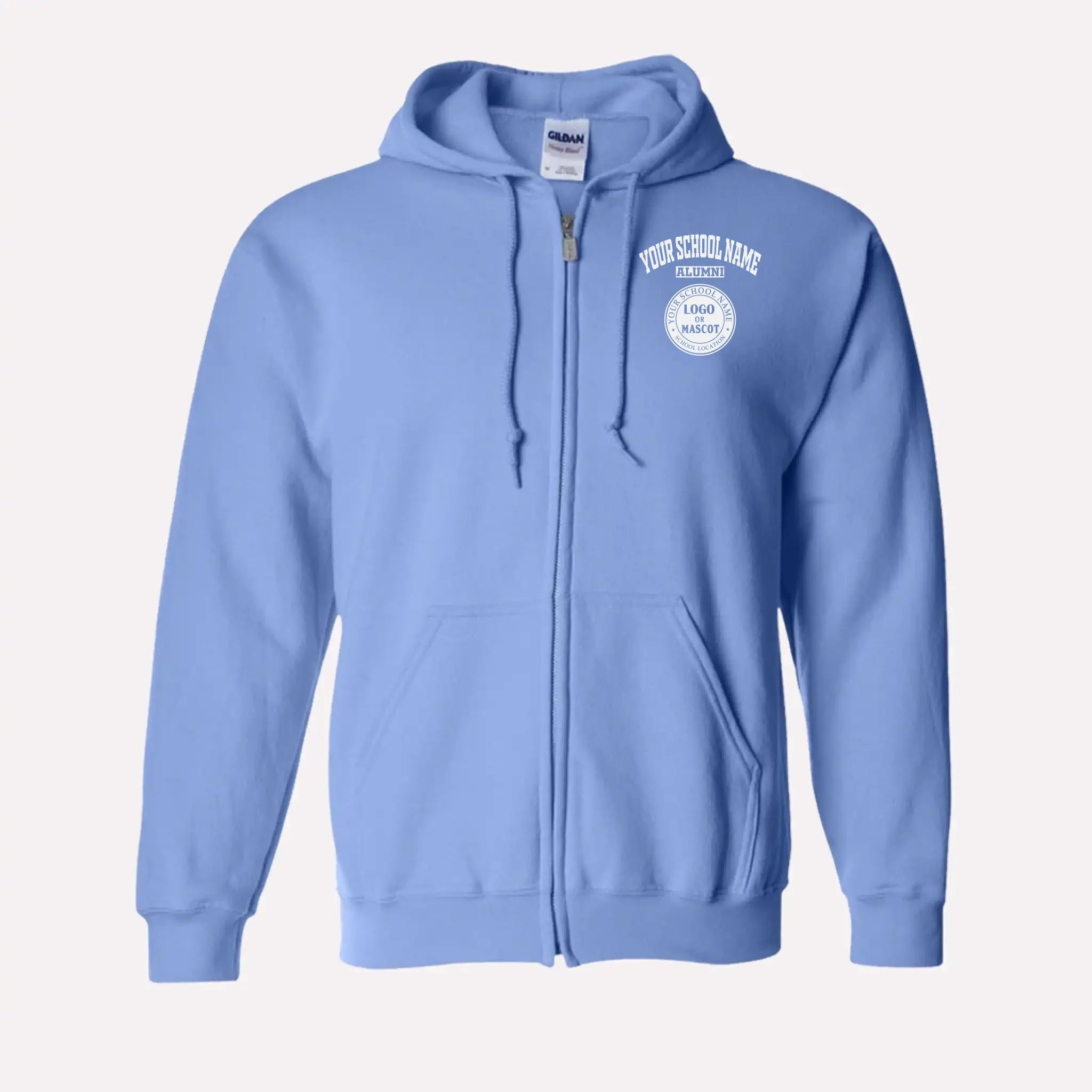 Personalized Alumni Zip Hoodie in Carolina Blue - Custom college hoodie design by Almatershop