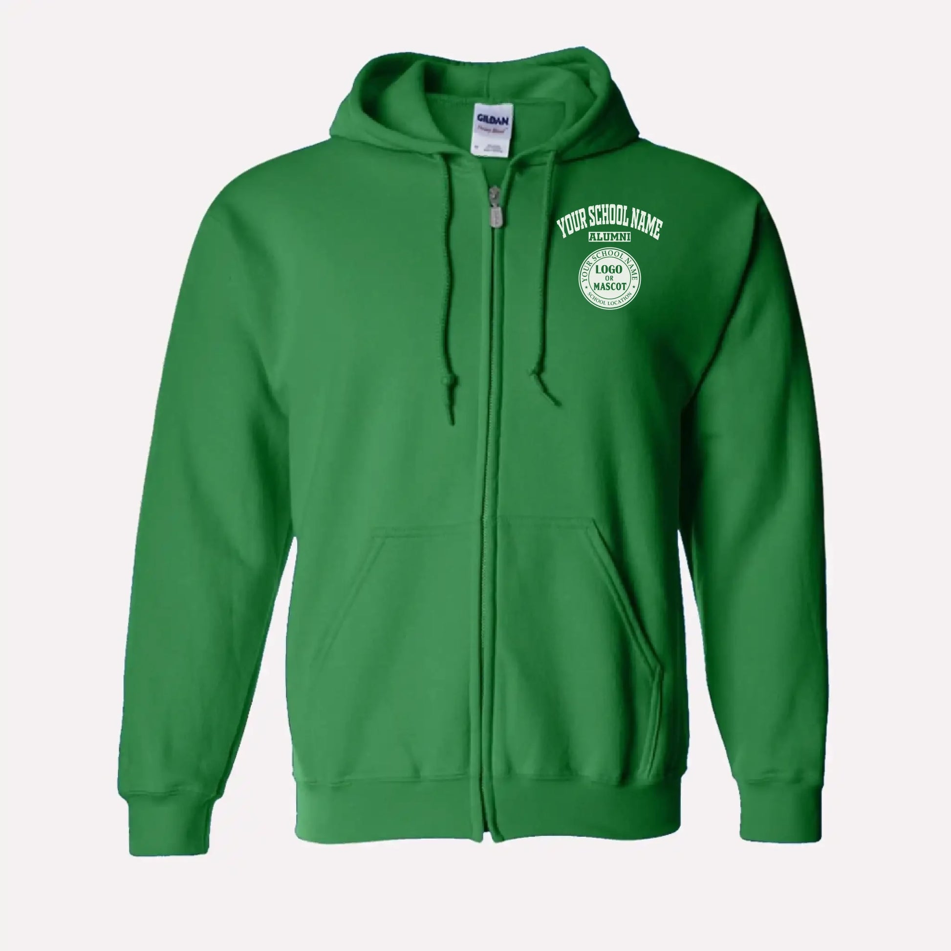 Personalized Alumni Zip Hoodie in Kelly Green - Custom college sweatshirt gift by Almatershop