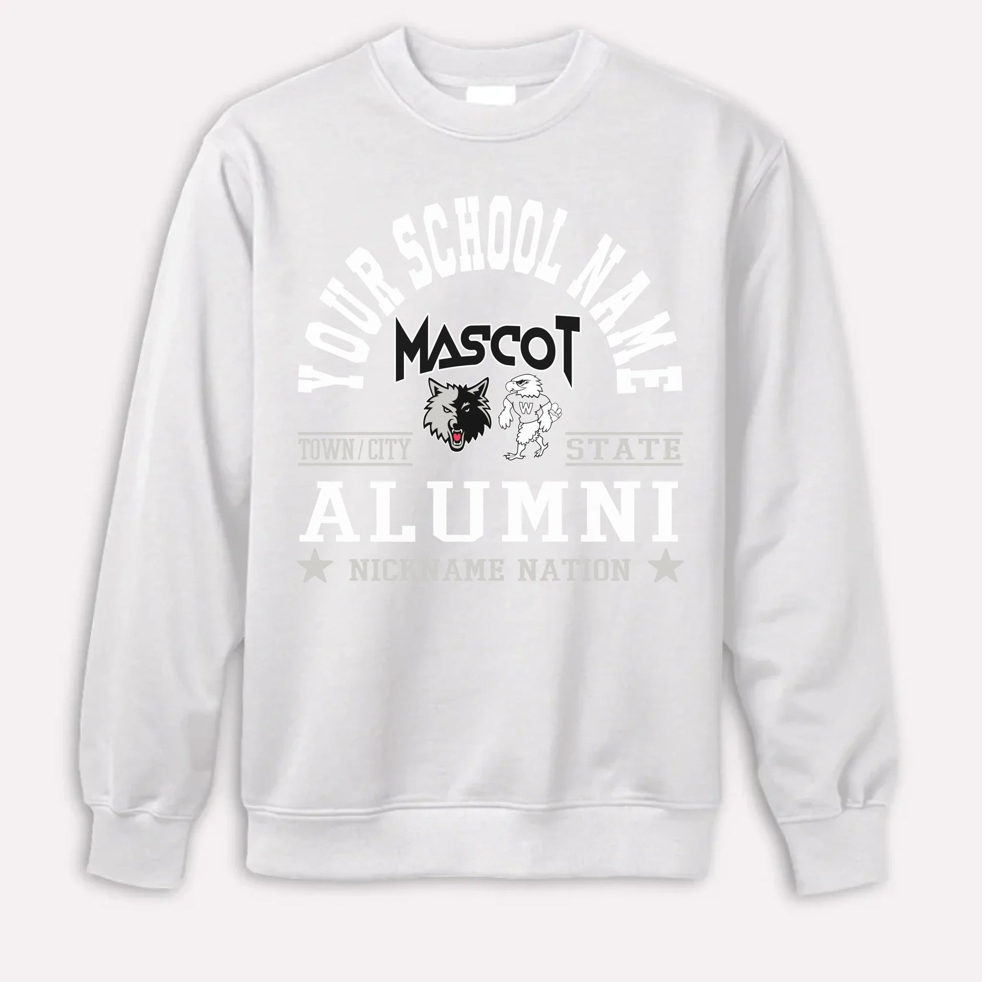 An orange custom alumni sweatshirt with a personalized "School Nation" design, a great gift for class reunions.