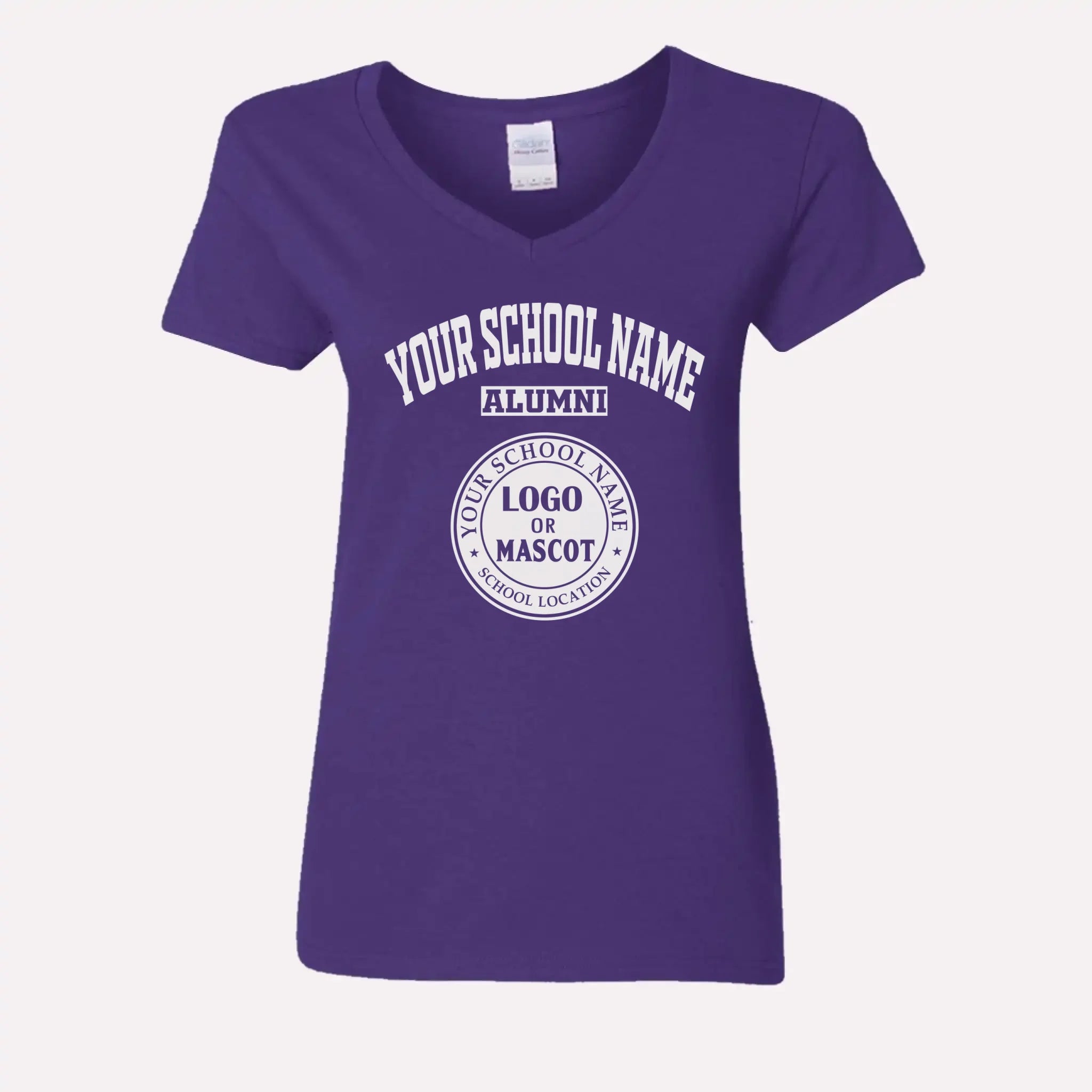 A black custom women's v-neck t-shirt for alumnae, a classic piece of college apparel