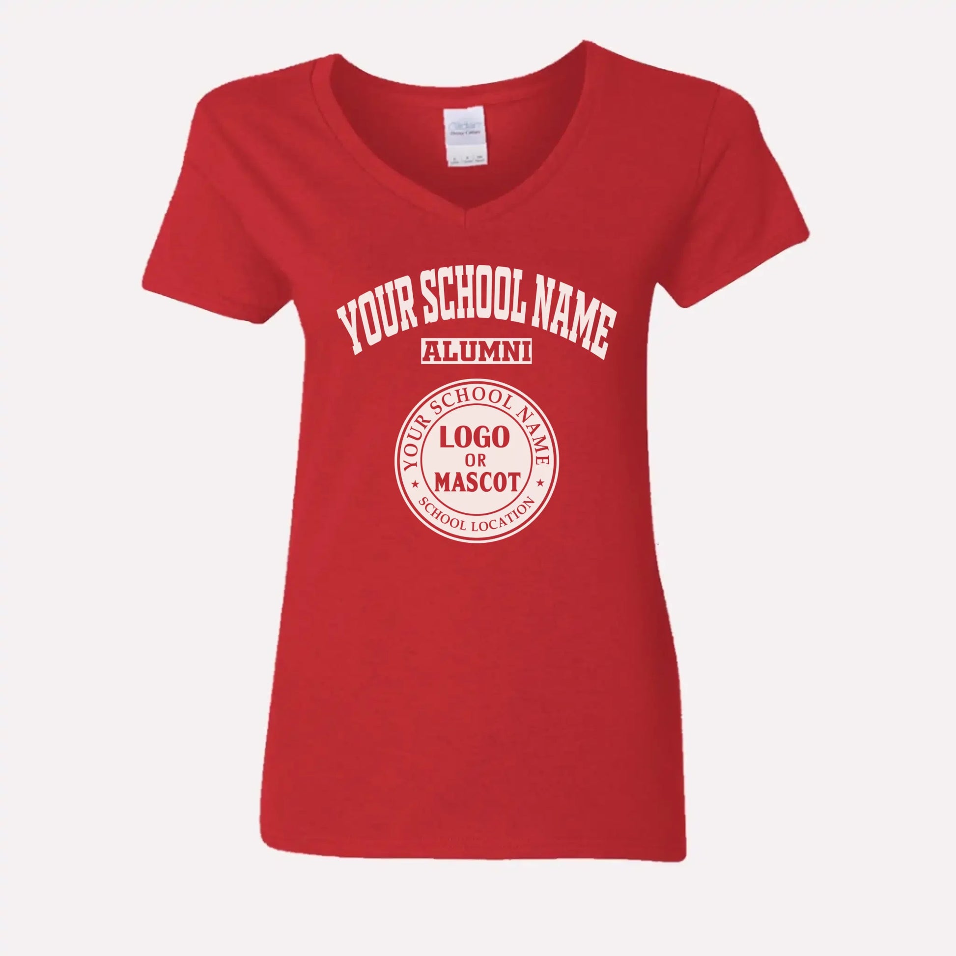 A black custom women's v-neck t-shirt for alumnae, a classic piece of college apparel