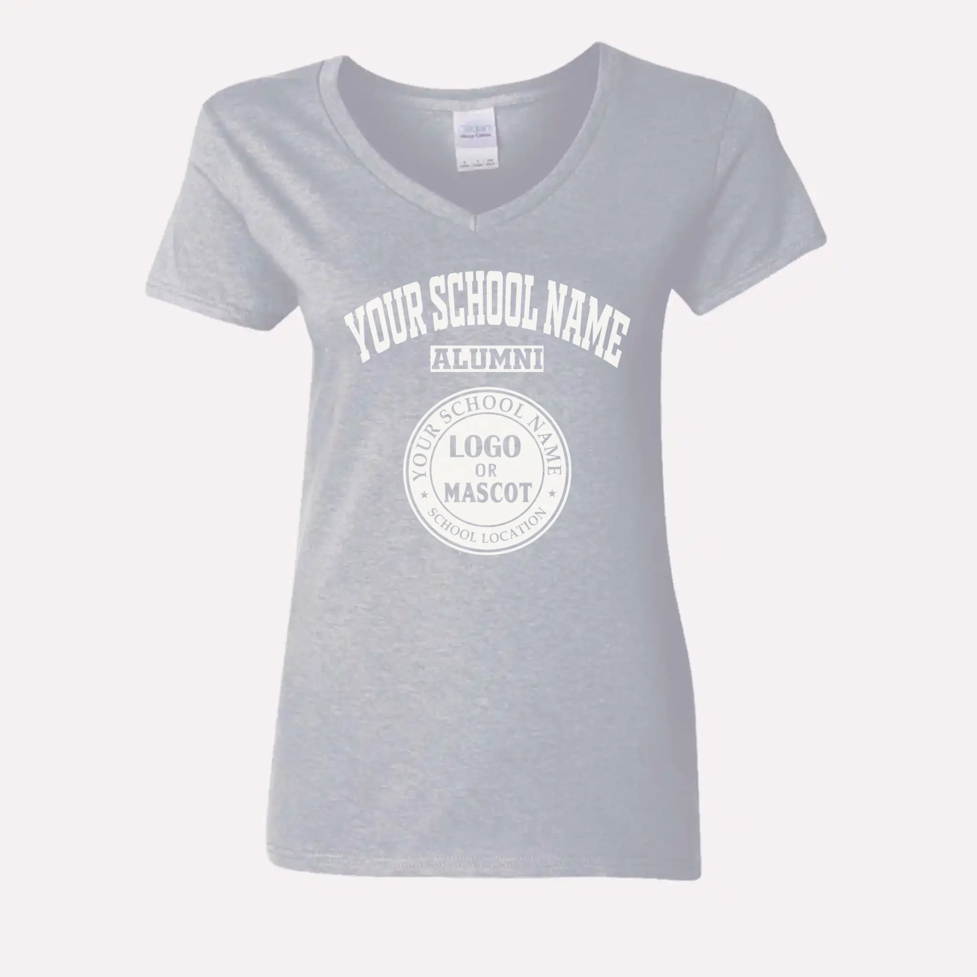 A black custom women's v-neck t-shirt for alumnae, a classic piece of college apparel