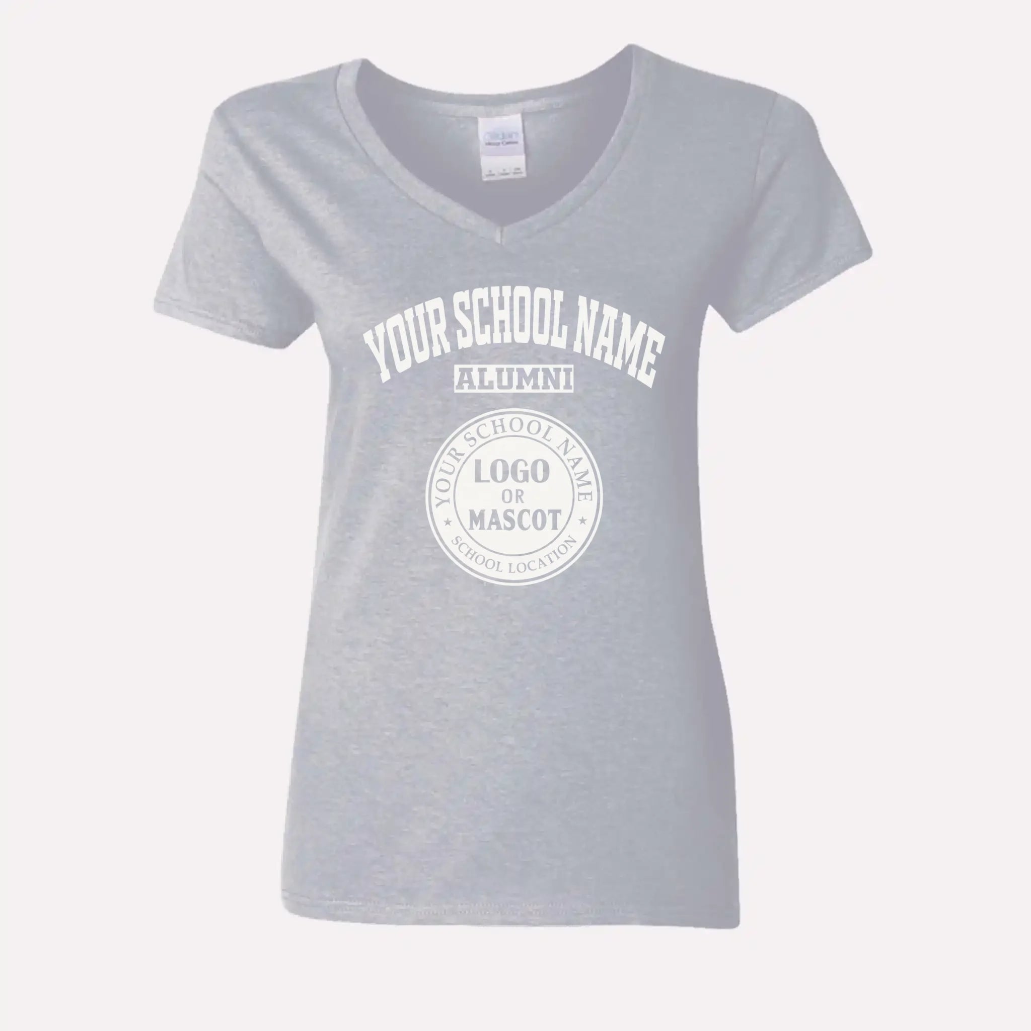 A black custom women's v-neck t-shirt for alumnae, a classic piece of college apparel