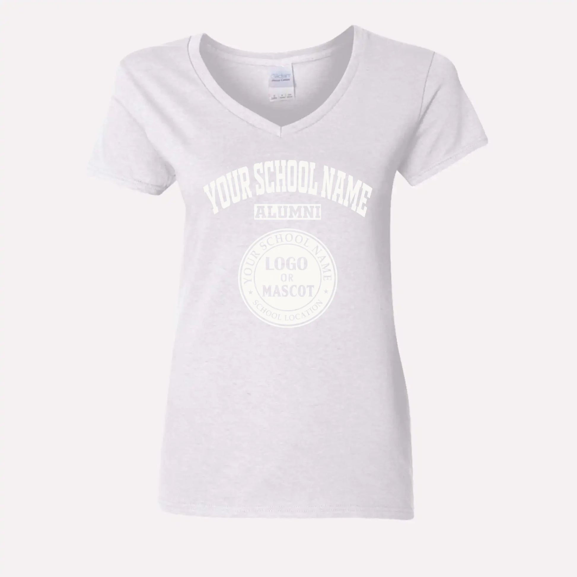 A black custom women's v-neck t-shirt for alumnae, a classic piece of college apparel