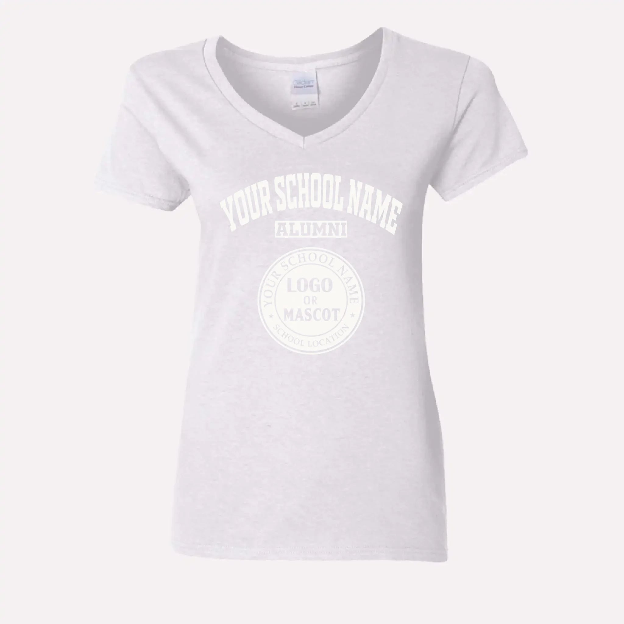 A black custom women's v-neck t-shirt for alumnae, a classic piece of college apparel