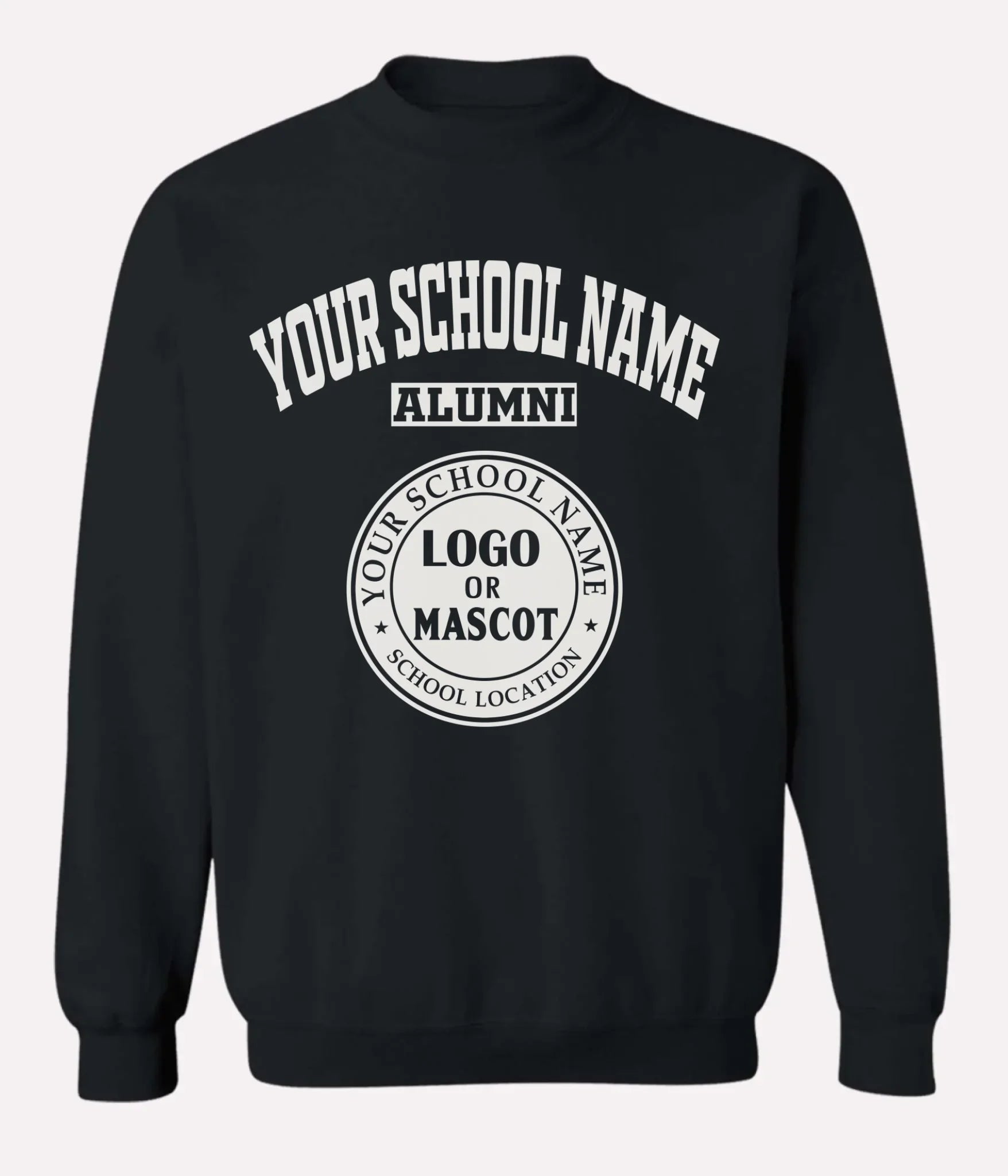 Black custom crewneck sweatshirt for alumni reunions