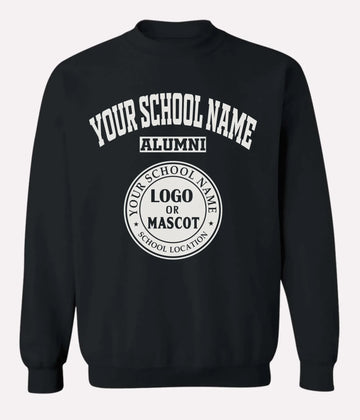 Black custom crewneck sweatshirt for alumni reunions