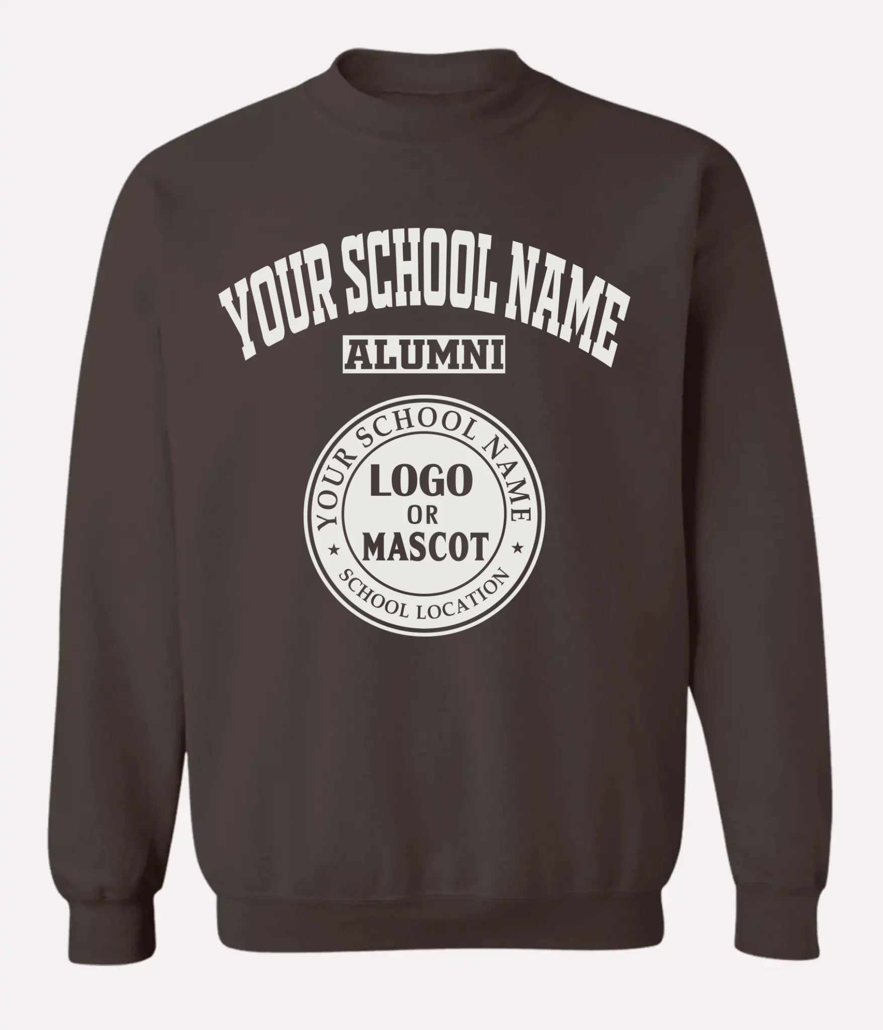 Dark Chocolate brown personalized sweatshirt for college alumni
