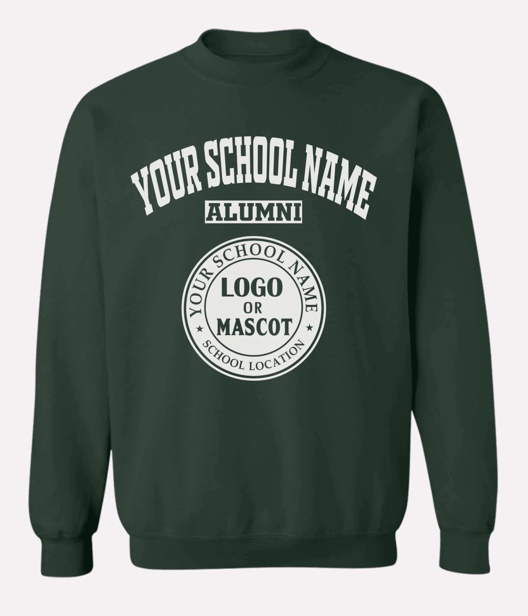 Forest green custom college sweatshirt, a classic choice for university apparel