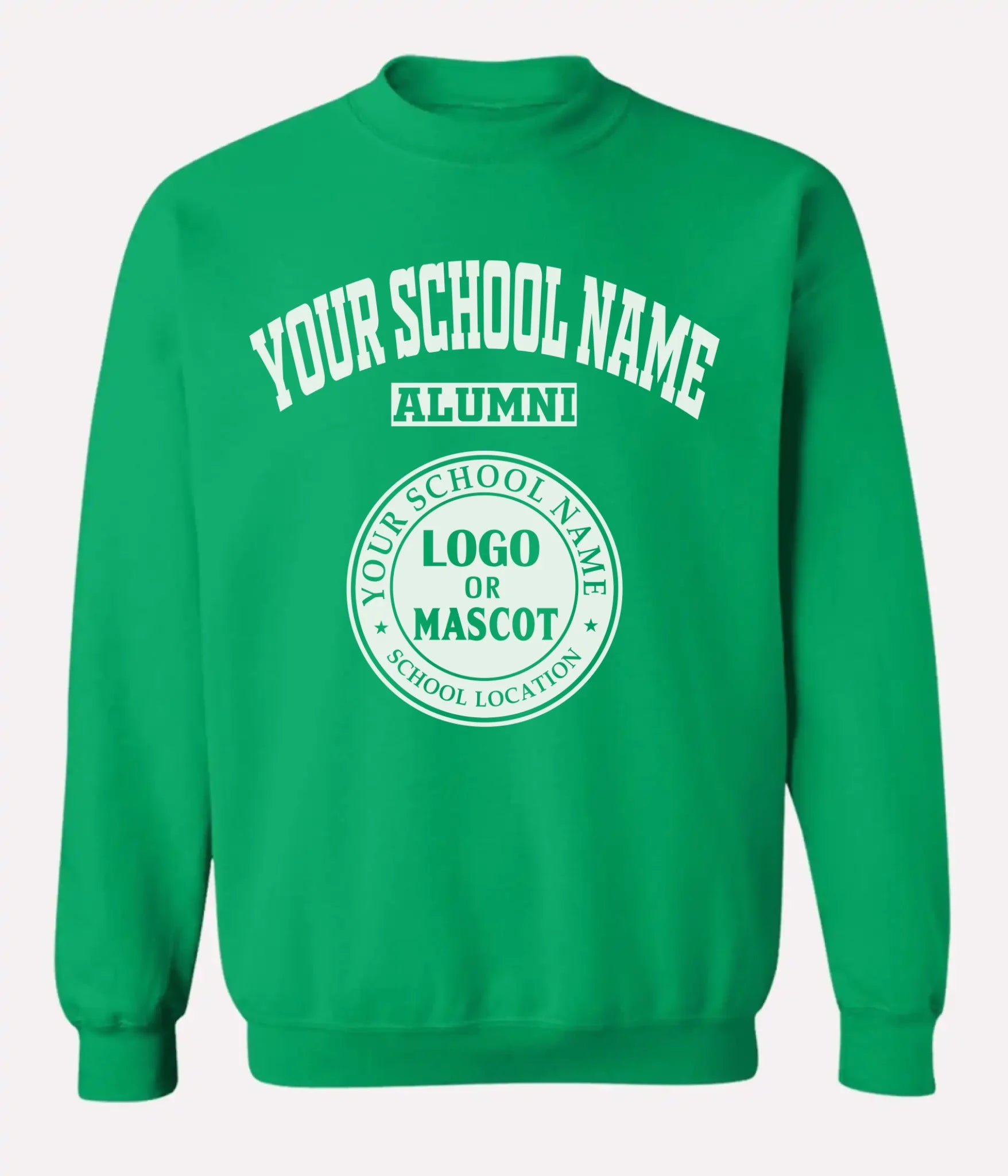 Irish green heavy blend sweatshirt, perfect for personalized alumni wear