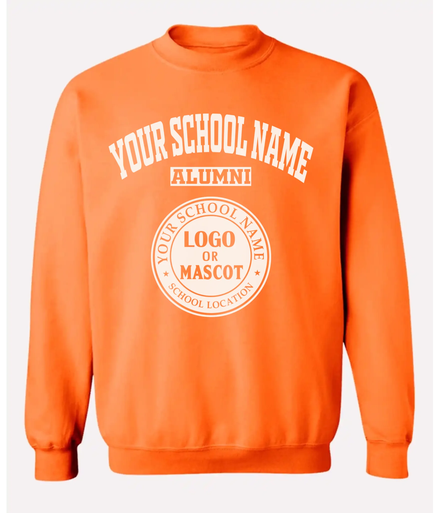White alumni crewneck sweatshirt for custom school prints