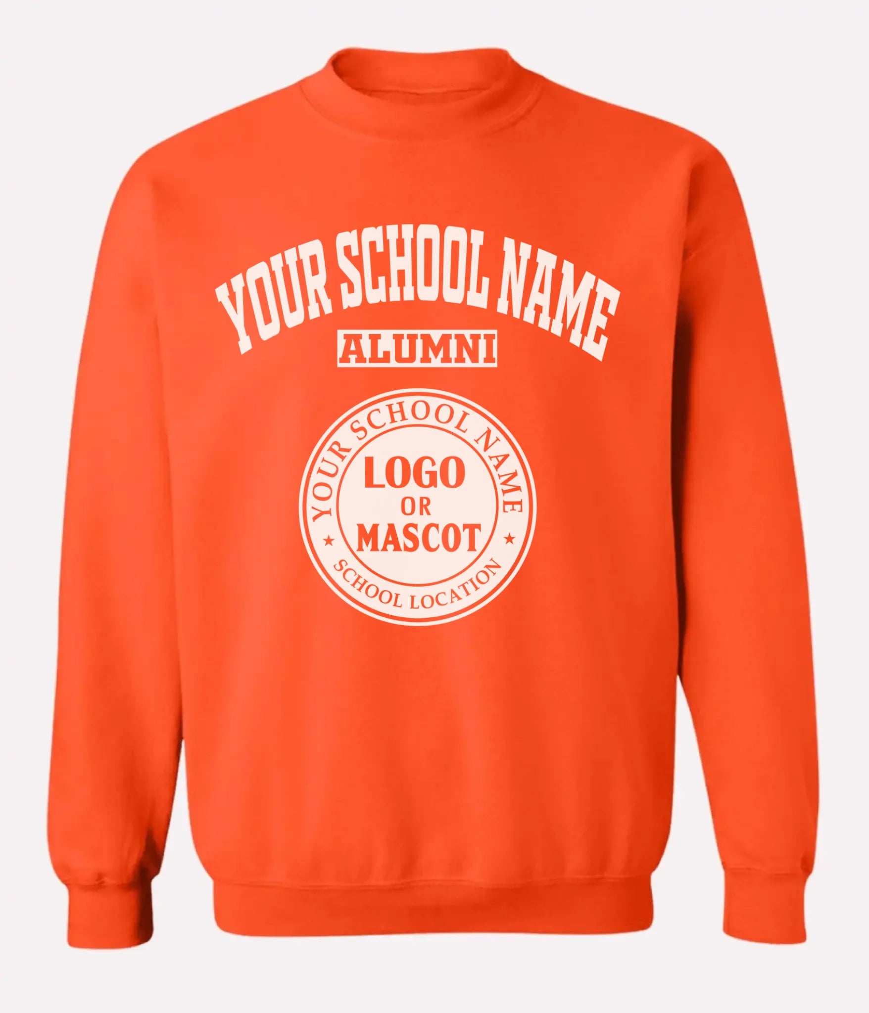 Orange custom crewneck sweatshirt, great for school pride