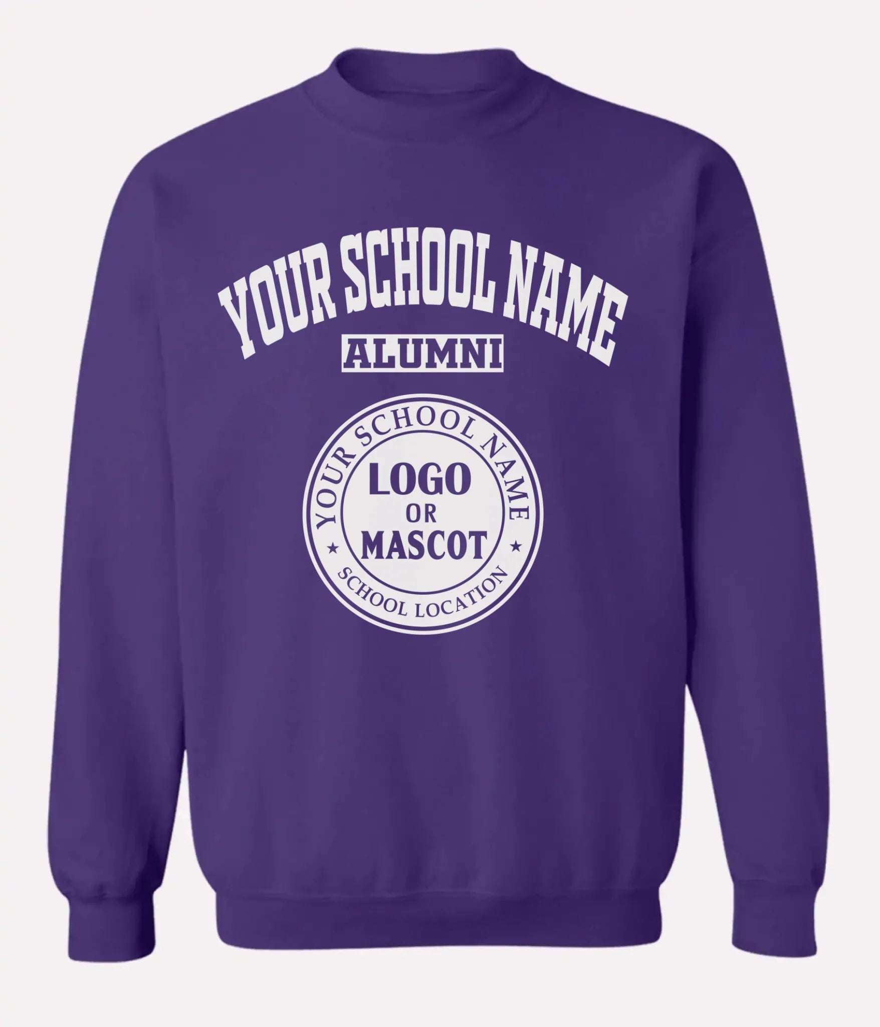 Purple alumni apparel sweatshirt for custom designs