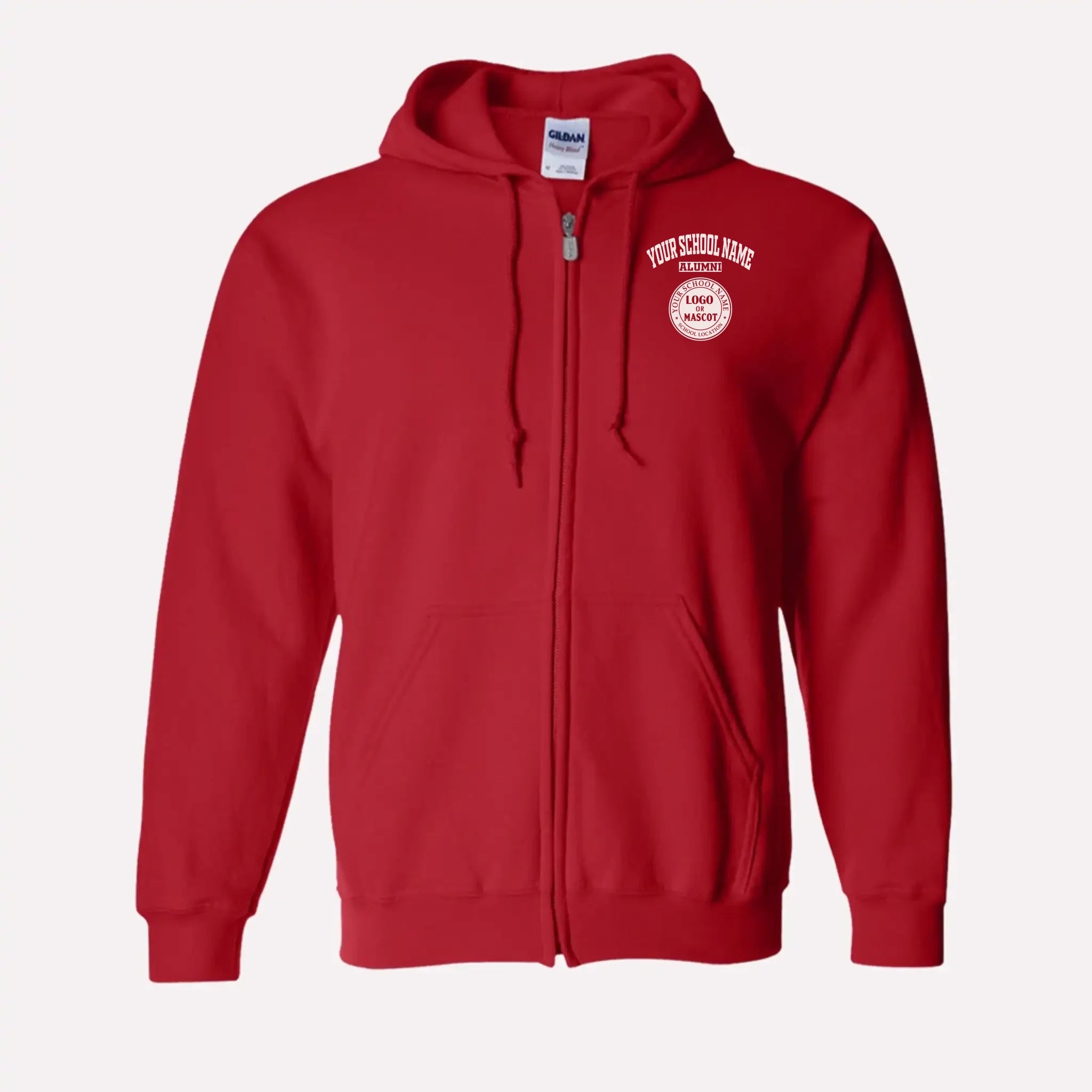 Personalized Alumni Zip Hoodie in Red - Custom university hoodie for alumni by Almatershop