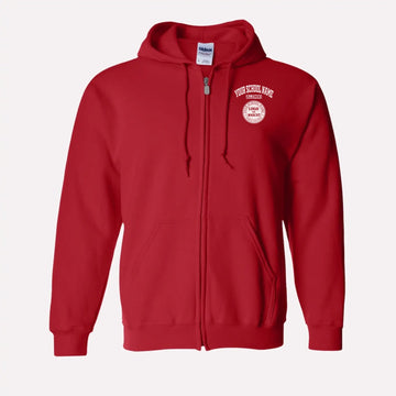 Personalized Alumni Zip Hoodie in Red - Custom university hoodie for alumni by Almatershop