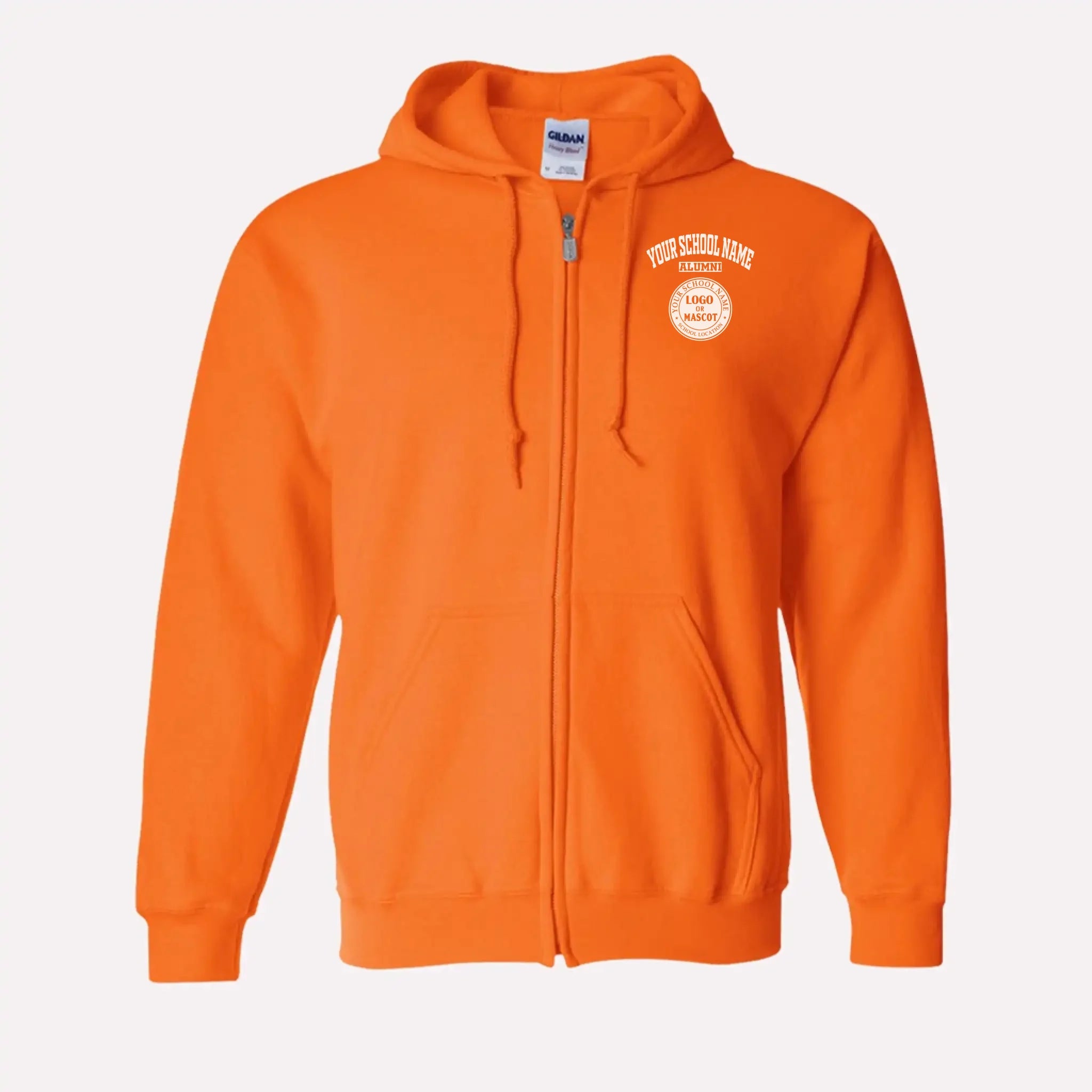 Personalized Alumni Zip Hoodie in Orange - Custom university sweatshirt for alumni