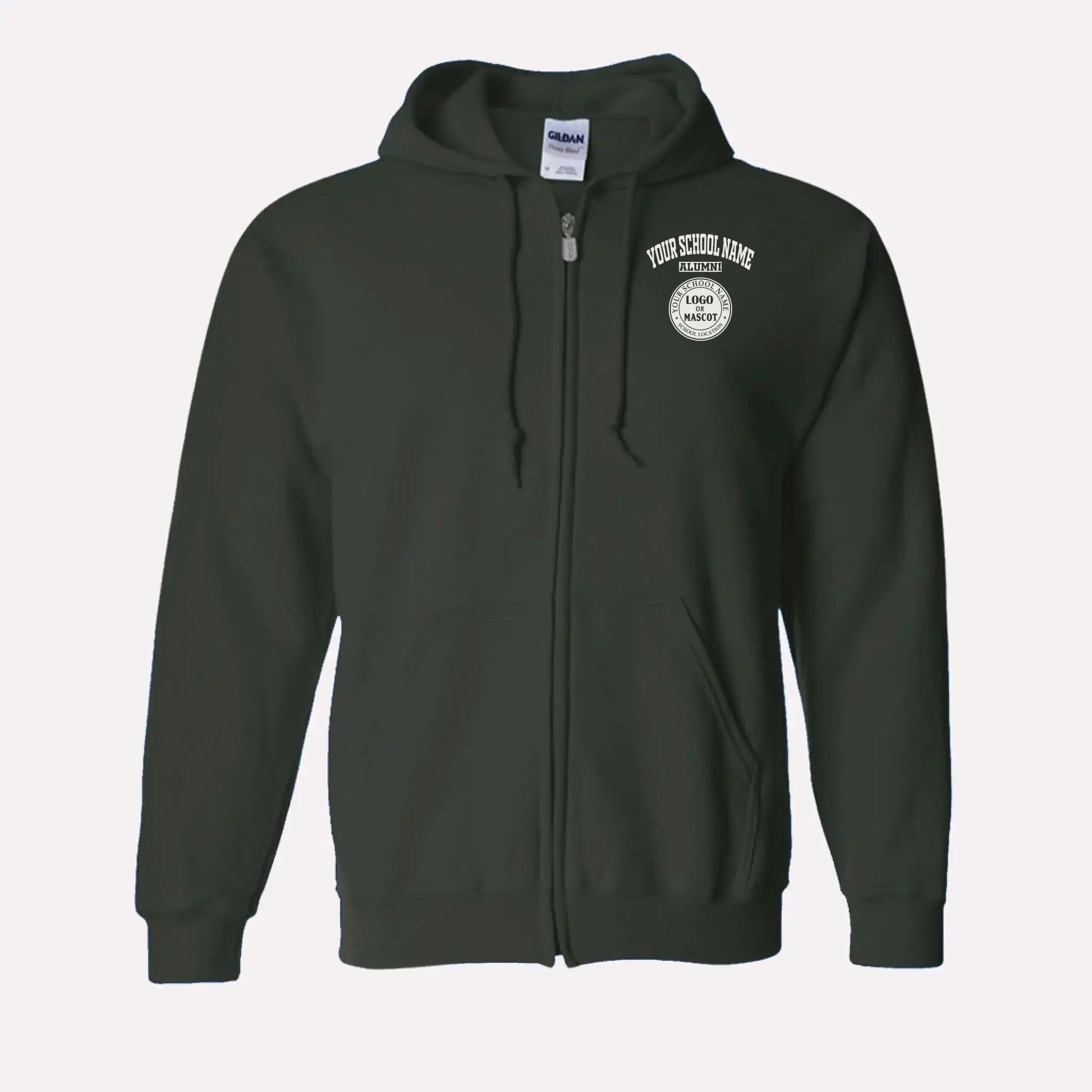 Personalized Alumni Zip Hoodie in Forest Green - Custom university hoodie gift by Almatershop