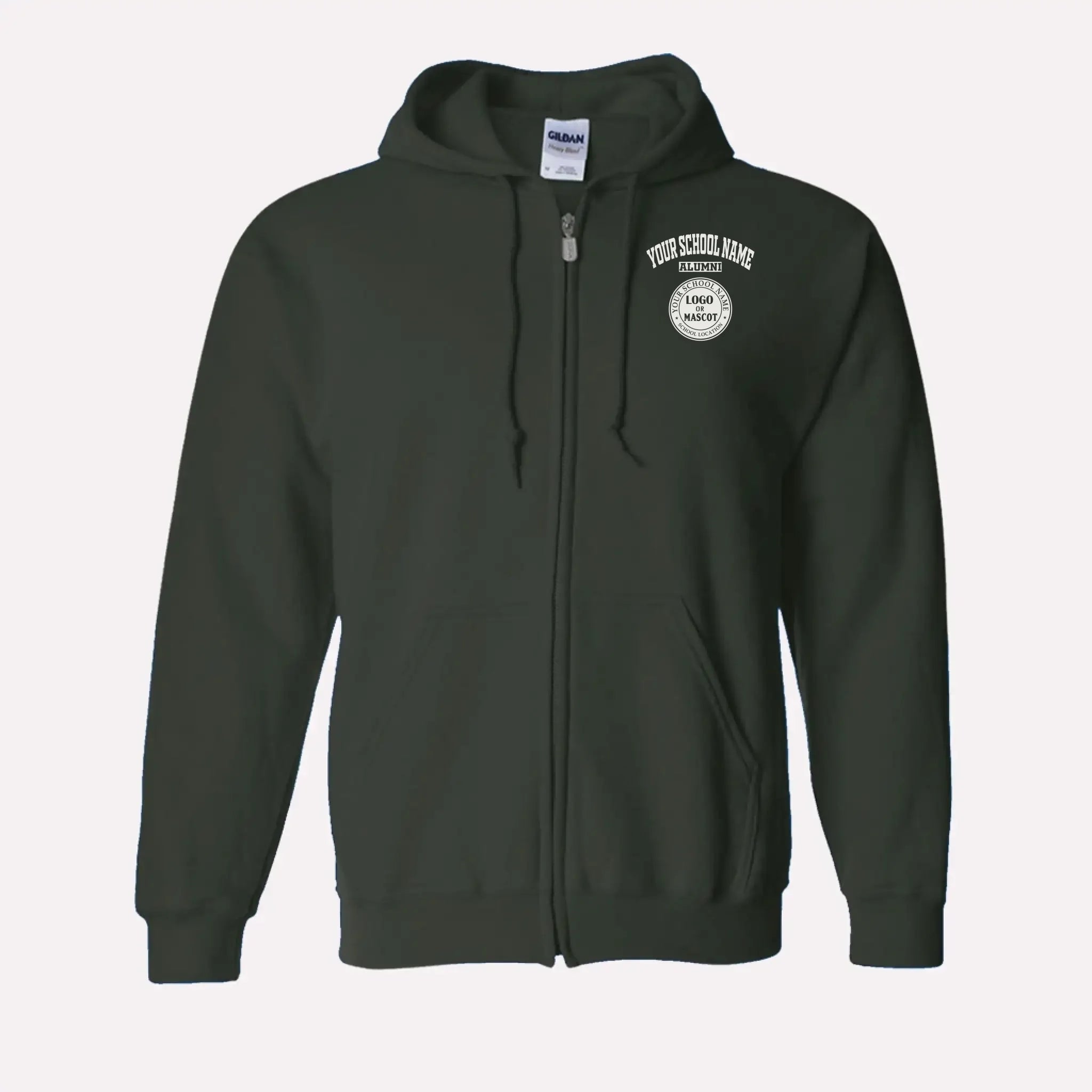 Personalized Alumni Zip Hoodie in Forest Green - Custom university hoodie gift by Almatershop