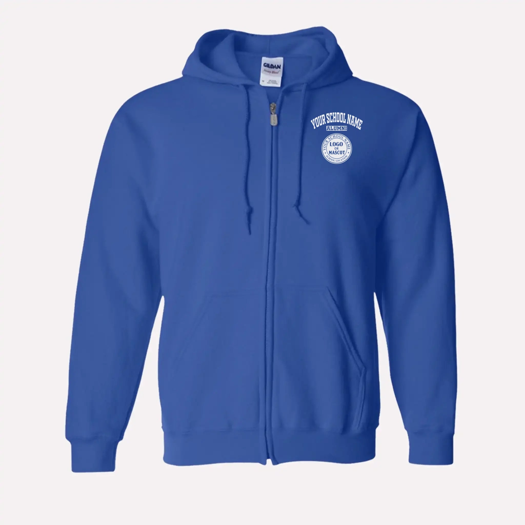 Personalized Alumni Zip Hoodie in Royal Blue - Custom university sweatshirt by Almatershop