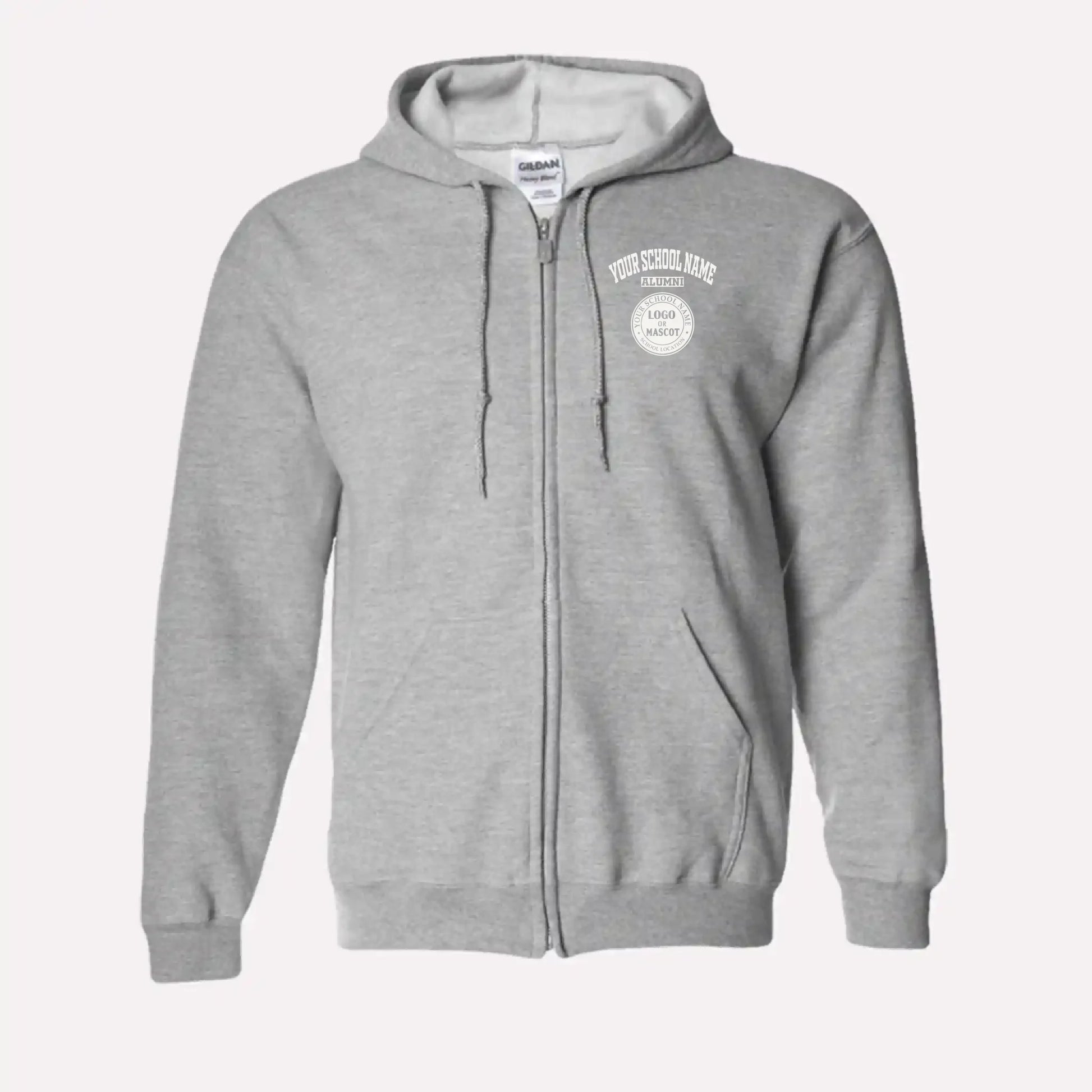 Personalized Alumni Zip Hoodie in Sport Grey - Custom university hoodie design by Almatershop