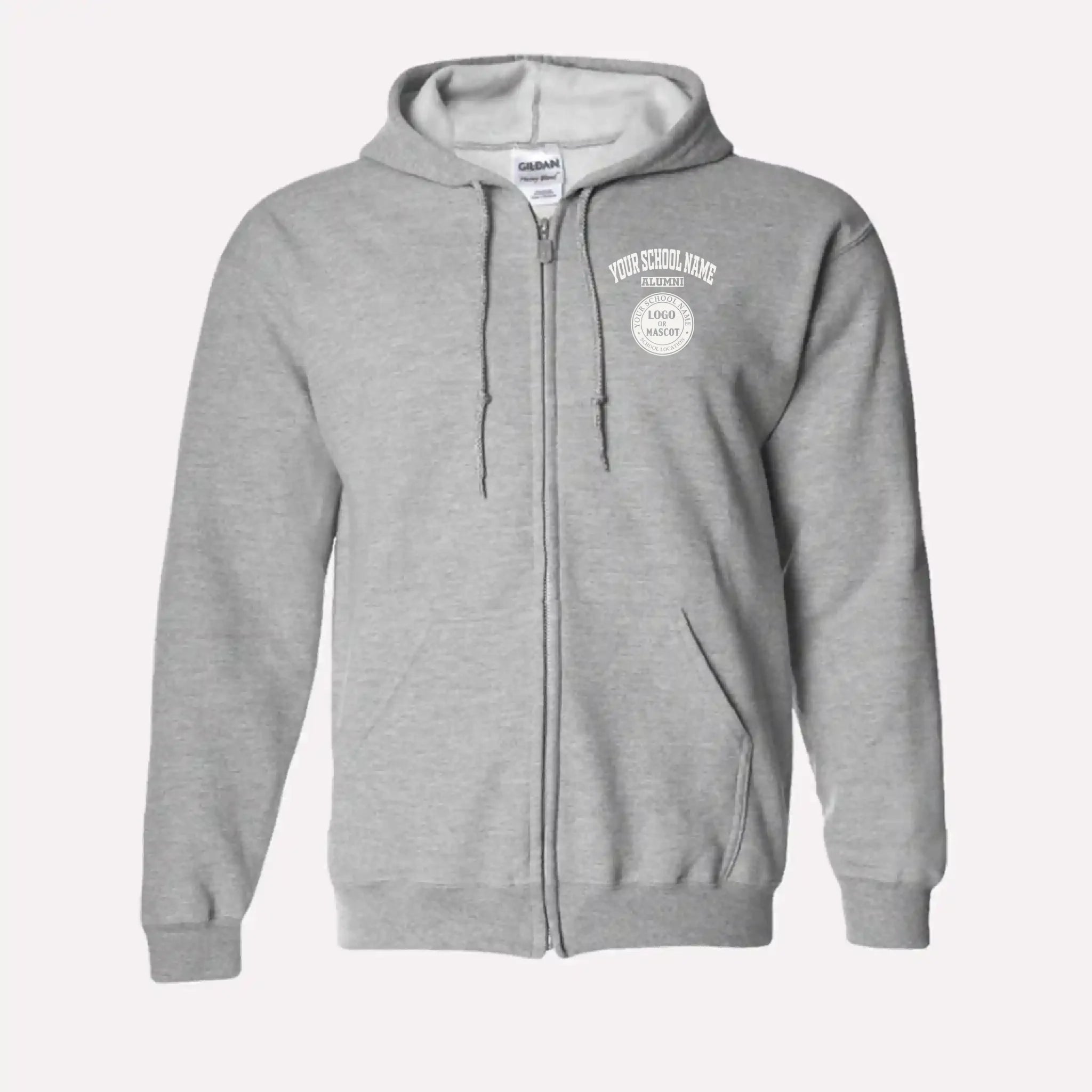 Personalized Alumni Zip Hoodie in Sport Grey - Custom university hoodie design by Almatershop