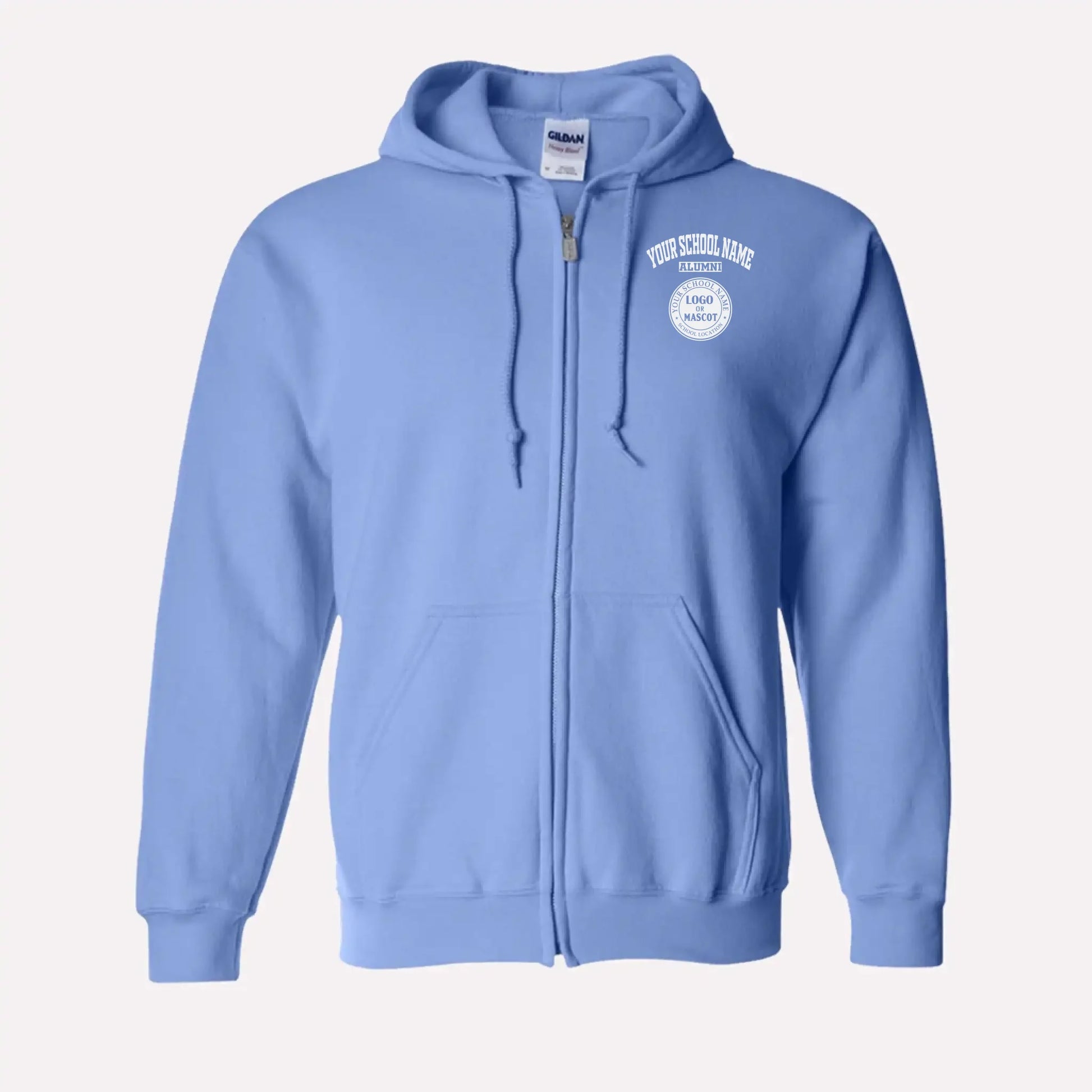 Personalized Alumni Zip Hoodie in Carolina Blue - Custom college hoodie design by Almatershop