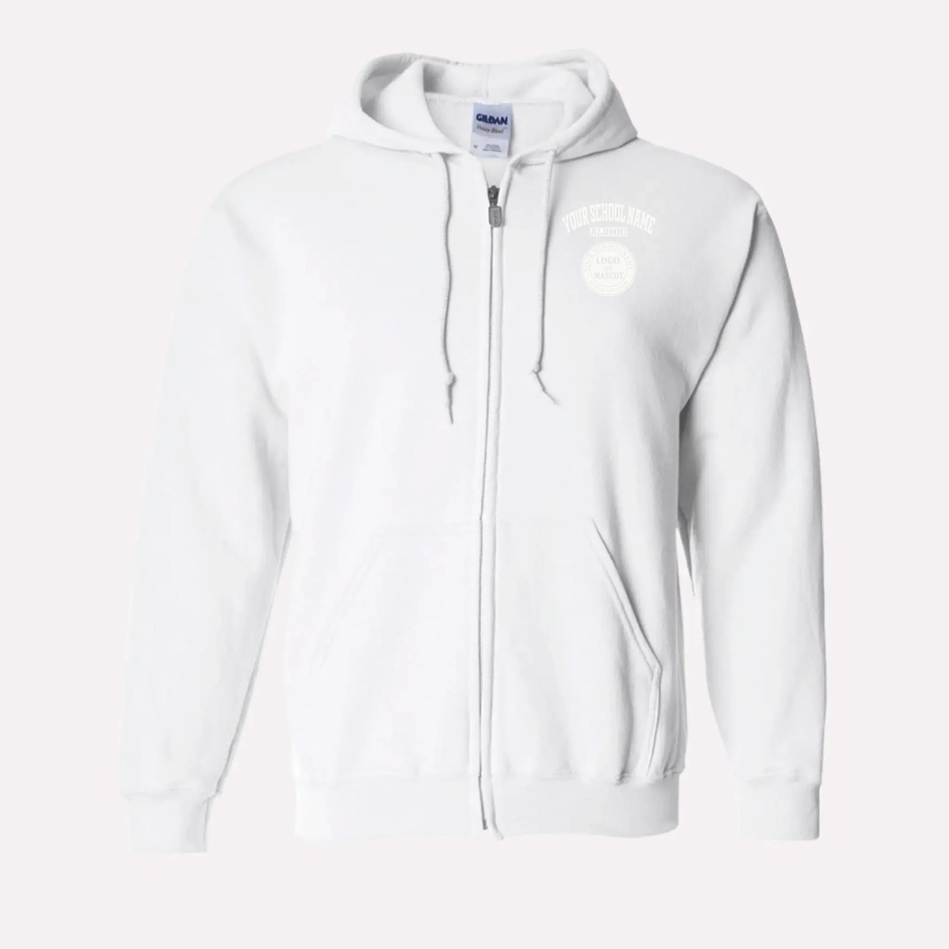 Personalized Alumni Zip Hoodie in White - Custom university hoodie design by Almatershop