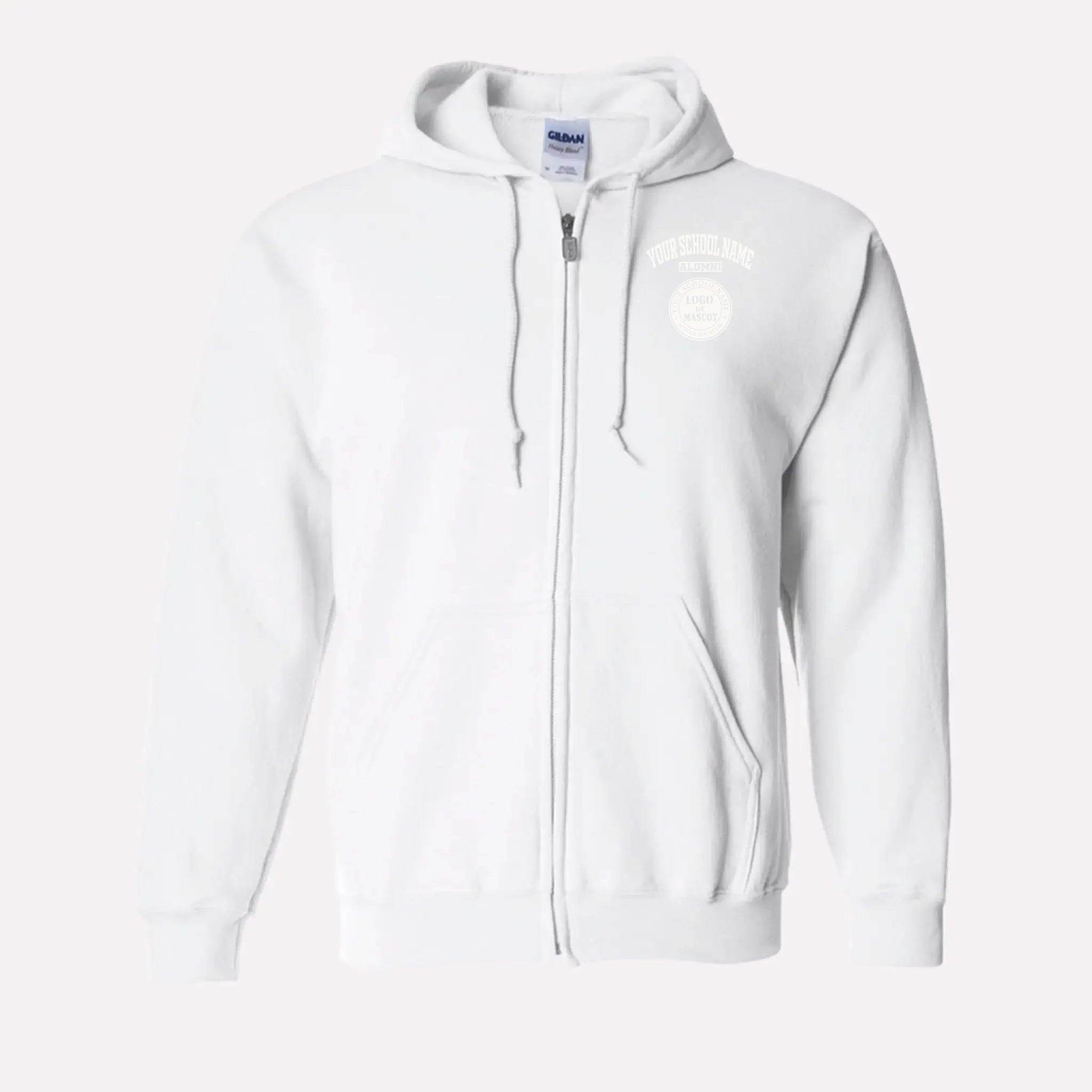 Personalized Alumni Zip Hoodie in White - Custom university hoodie design by Almatershop