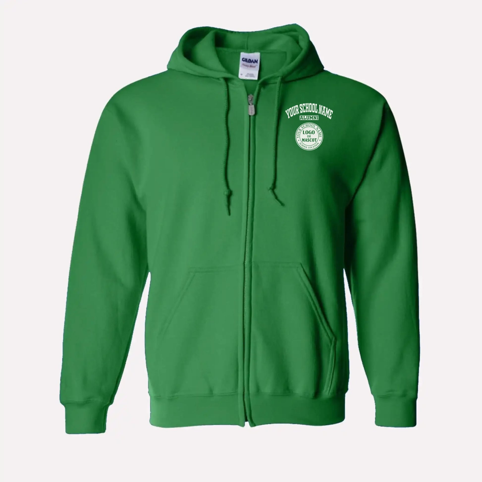 Personalized Alumni Zip Hoodie in Kelly Green - Custom college sweatshirt gift by Almatershop