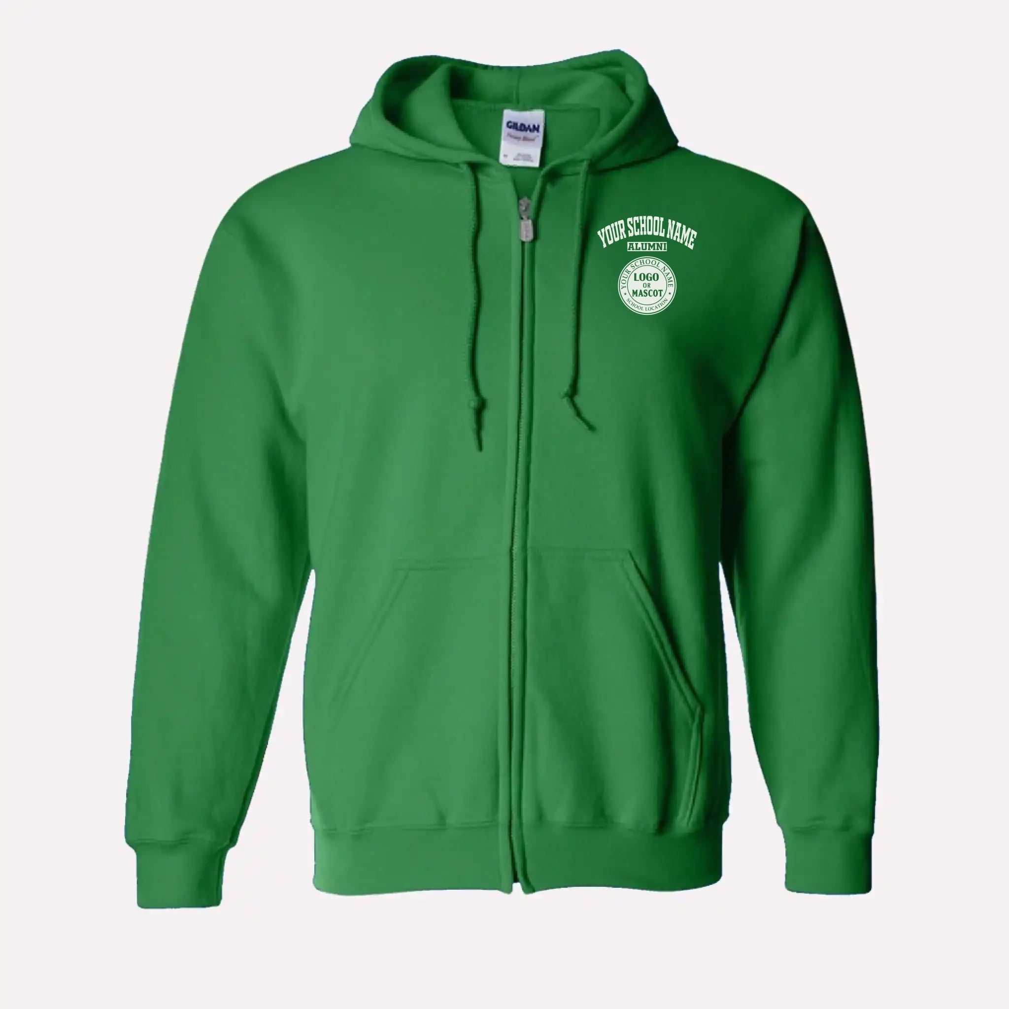 Personalized Alumni Zip Hoodie in Kelly Green - Custom college sweatshirt gift by Almatershop