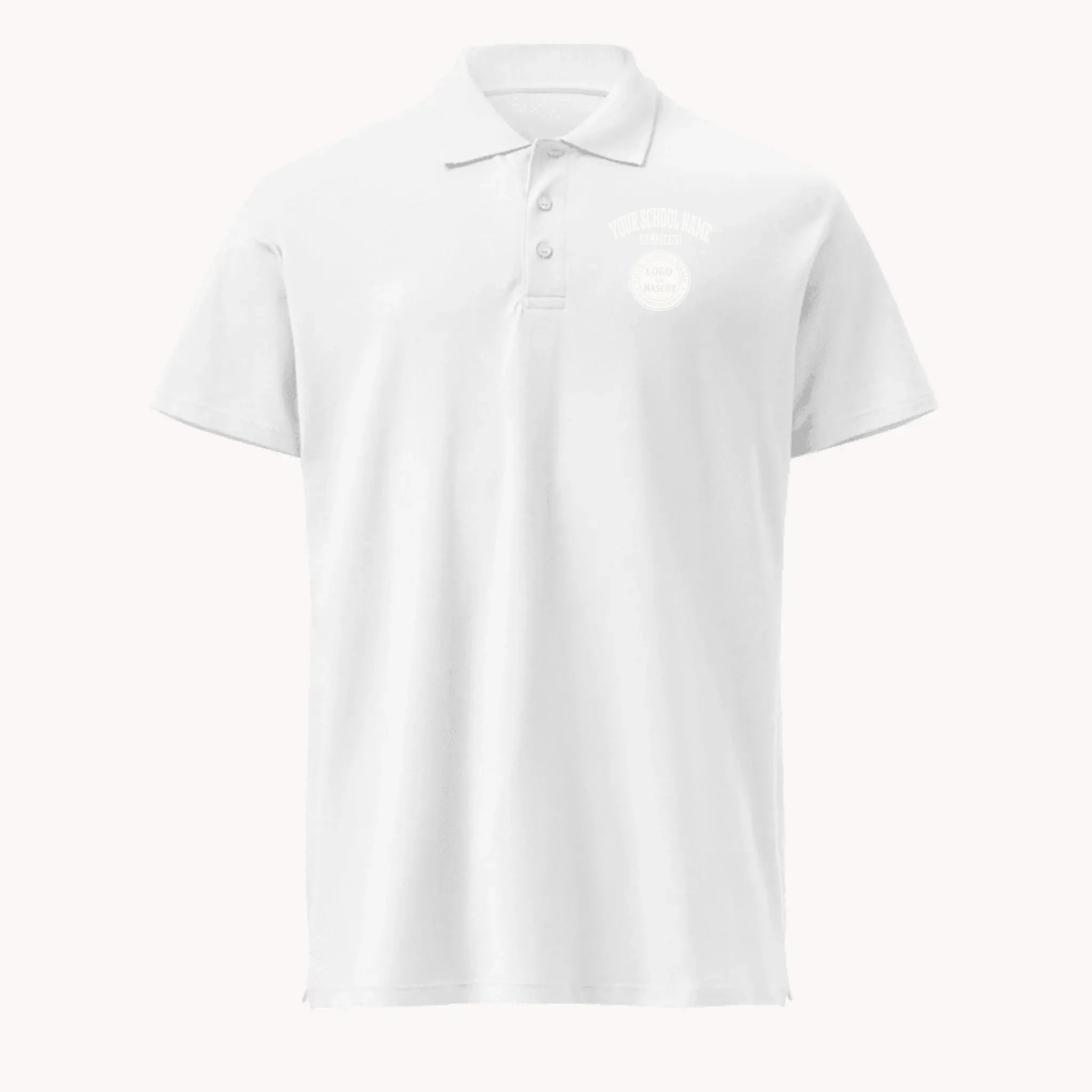 A classic white personalized alumni pique polo, a perfect gift for class reunions