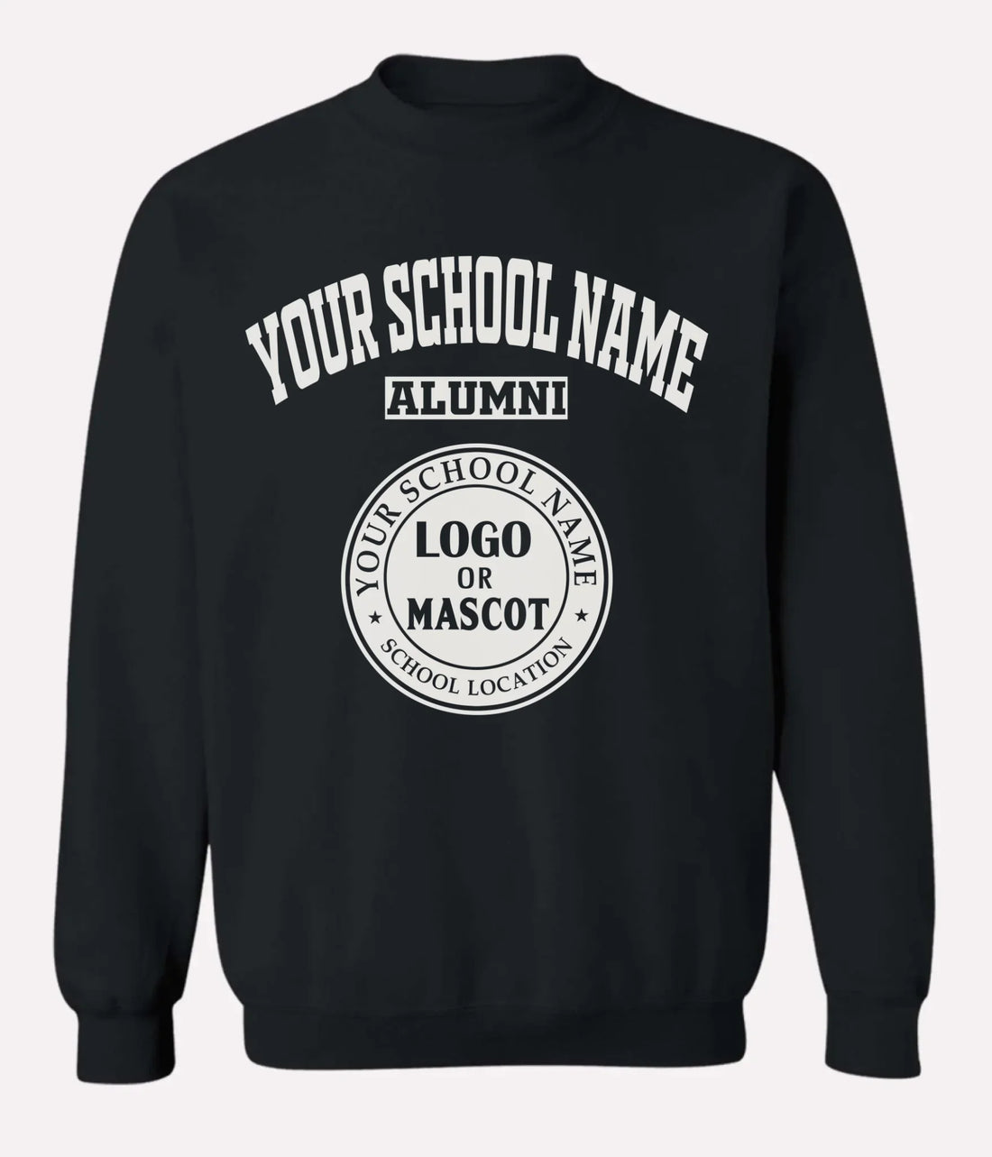 Black custom crewneck sweatshirt for alumni reunions