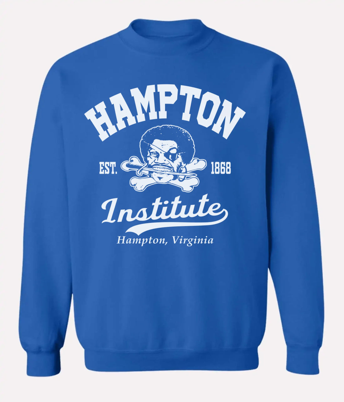 Royal blue custom college sweatshirt for graduates and alumni