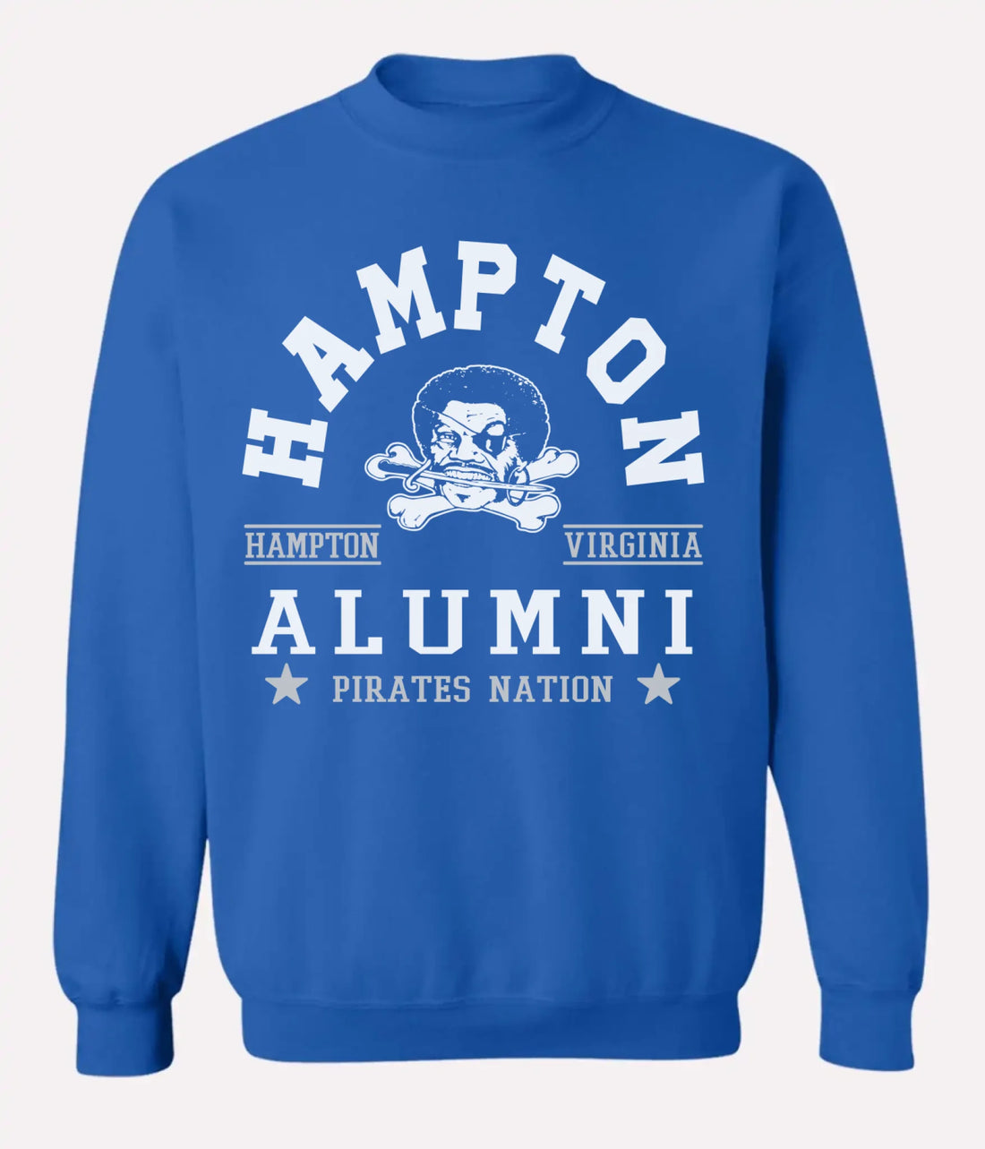 Royal blue custom college sweatshirt for graduates and alumni
