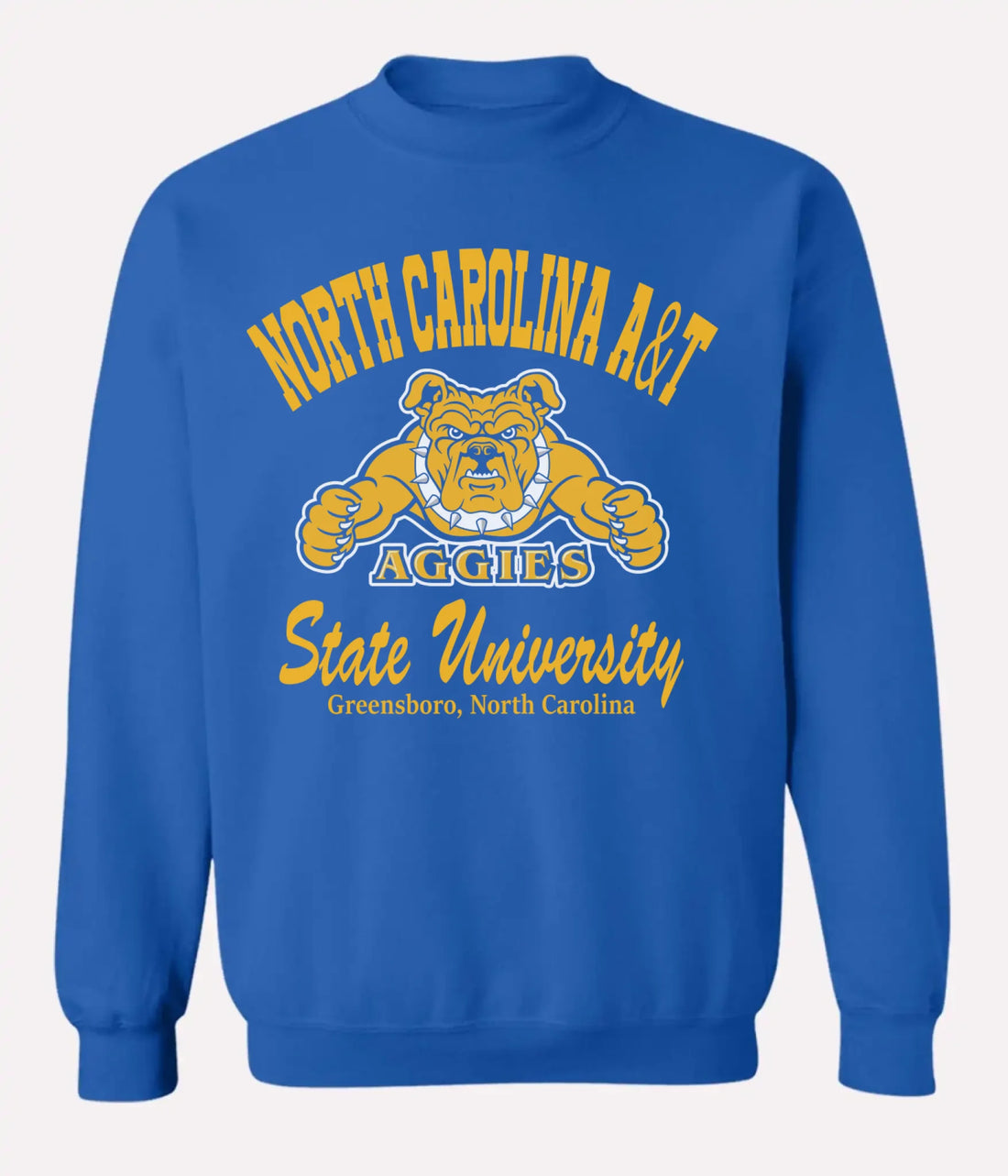 Royal blue custom college sweatshirt for graduates and alumni